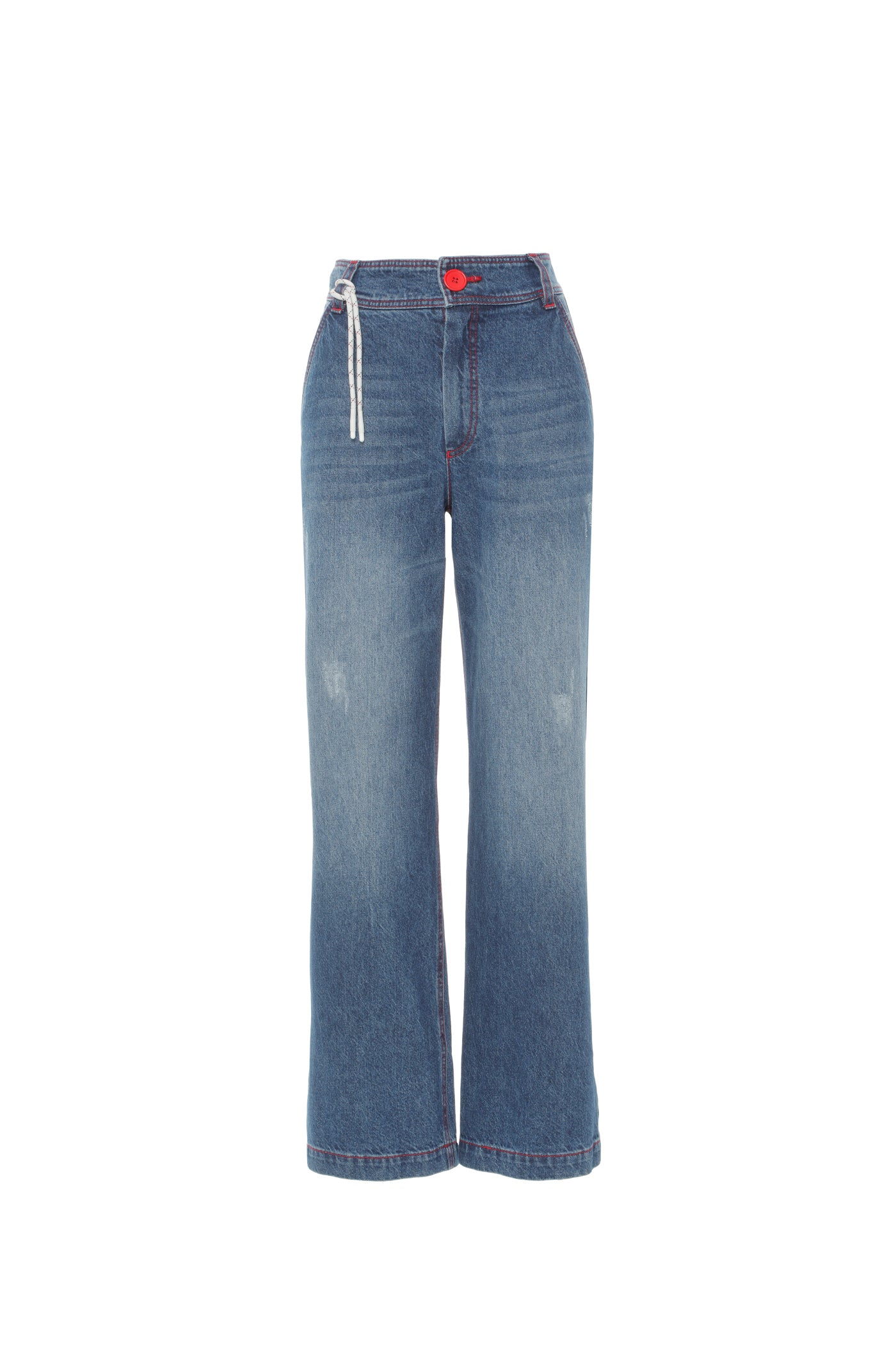 Dikiş Detaylı Düğmeli Jean Pantolon