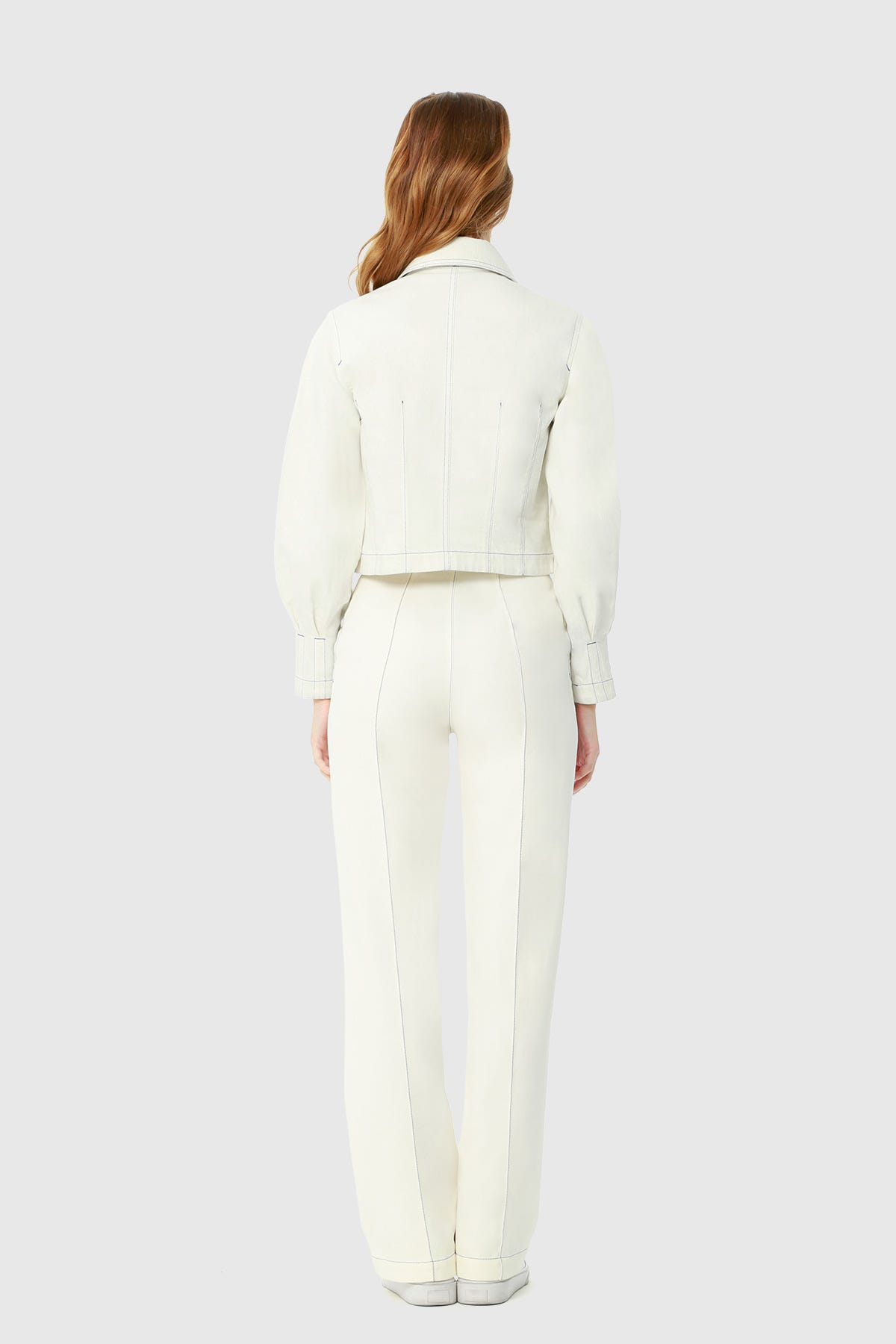 Kontrast Dikiş Detaylı Düğmeli Rahat Kesim Kısa Kot Ceket