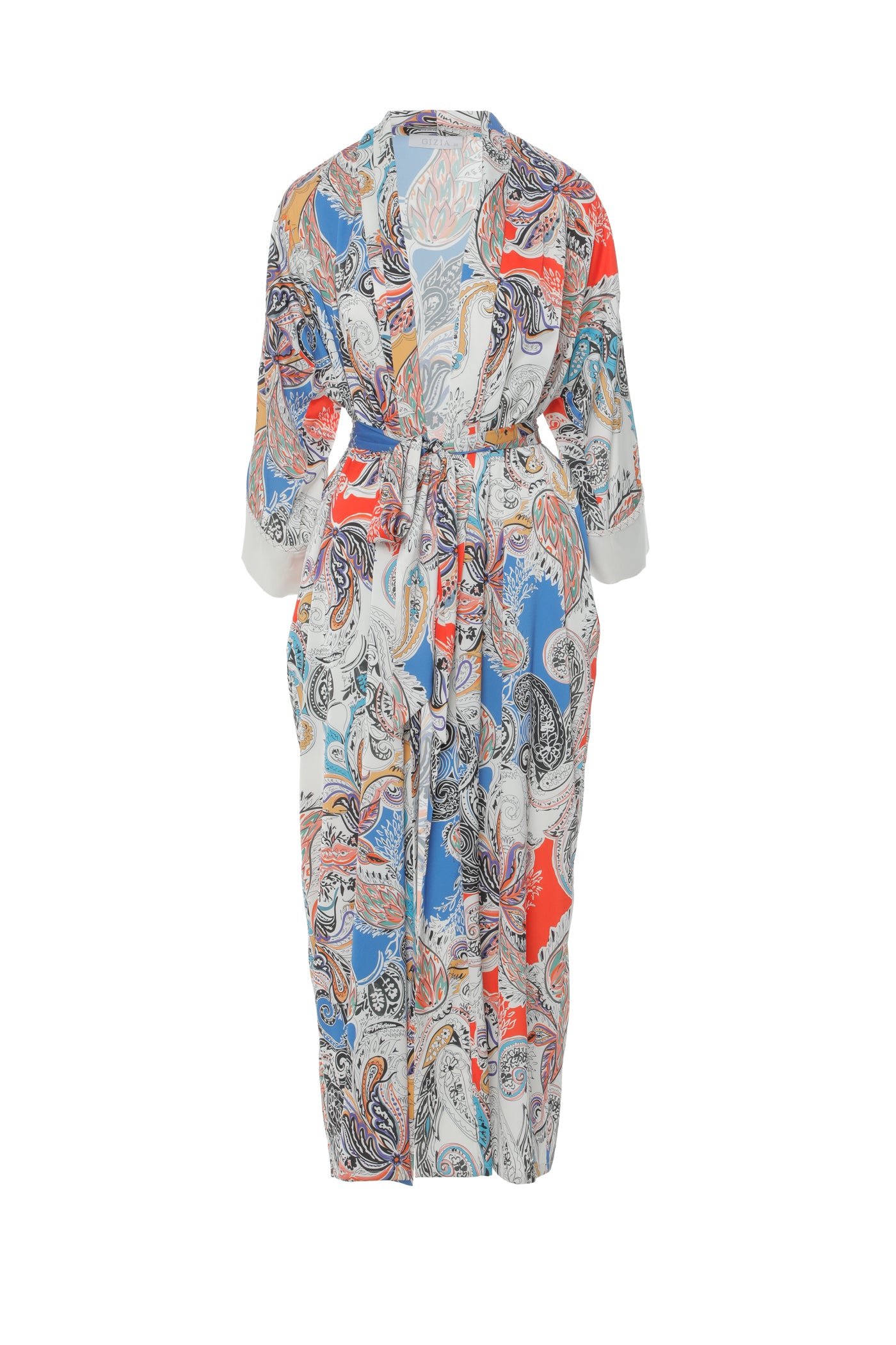 Bağcık Detaylı Belden Seyyar Kuşaklı Kolları Bantlı Kimono