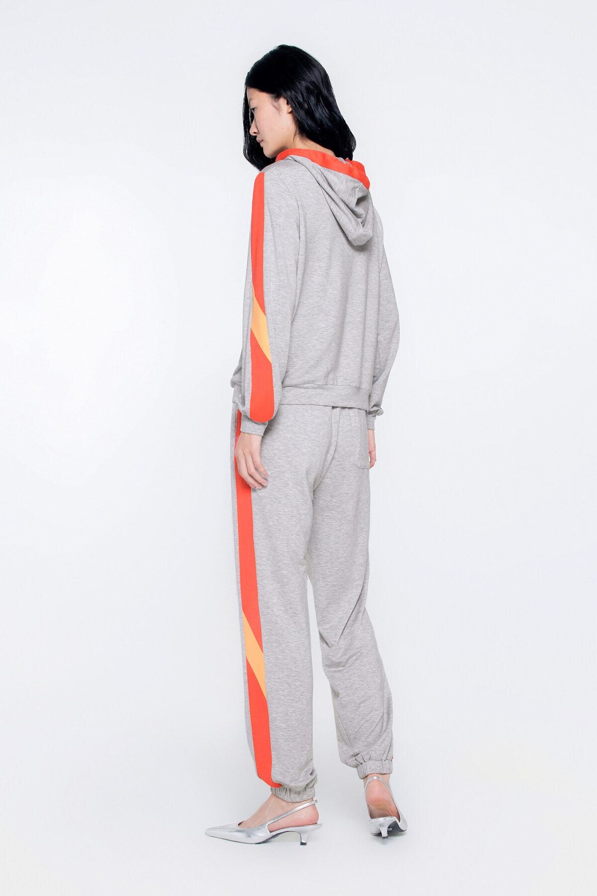 Kapüşonlu Şerit Detaylı Spor Sweatshirt