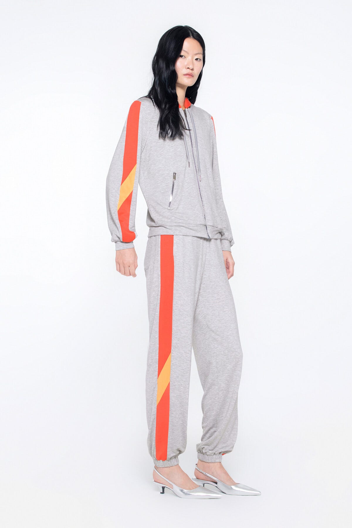 Kapüşonlu Şerit Detaylı Spor Sweatshirt