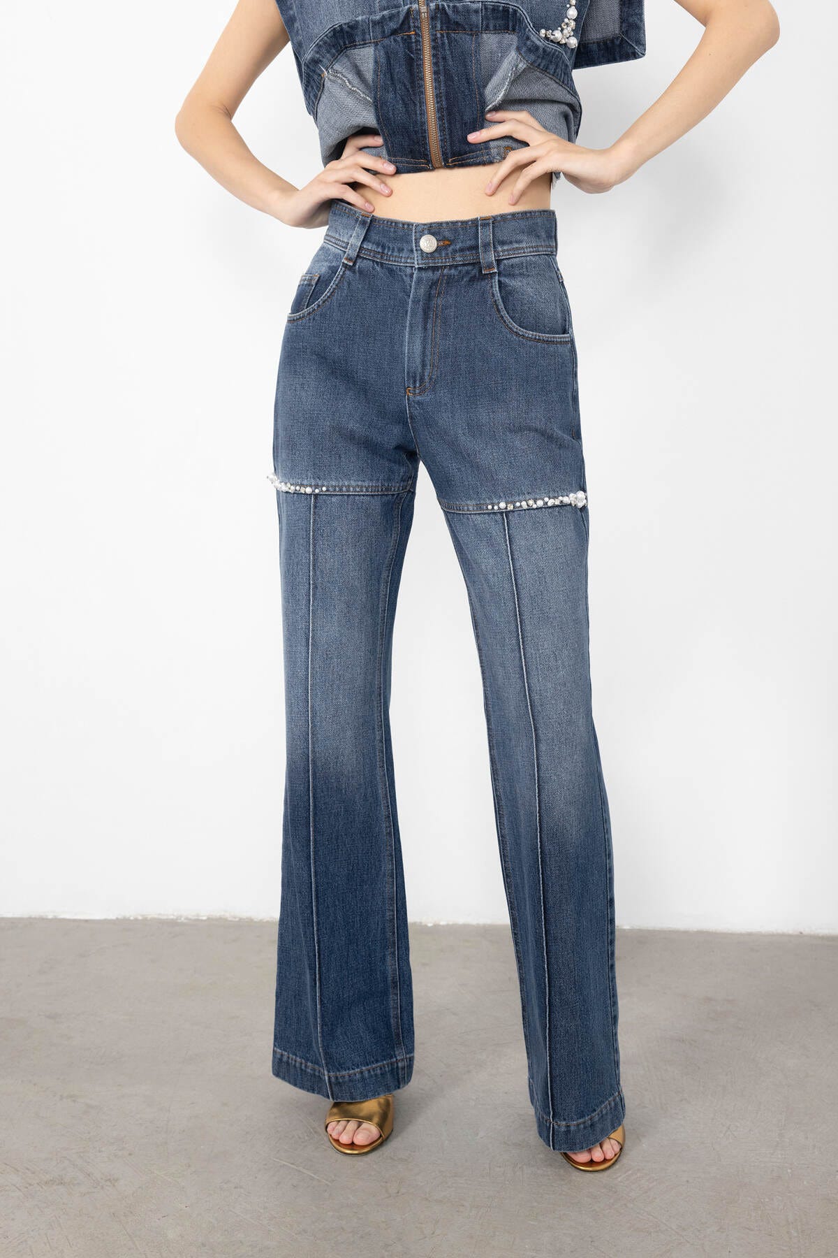 İşleme Detaylı Jean Pantolon