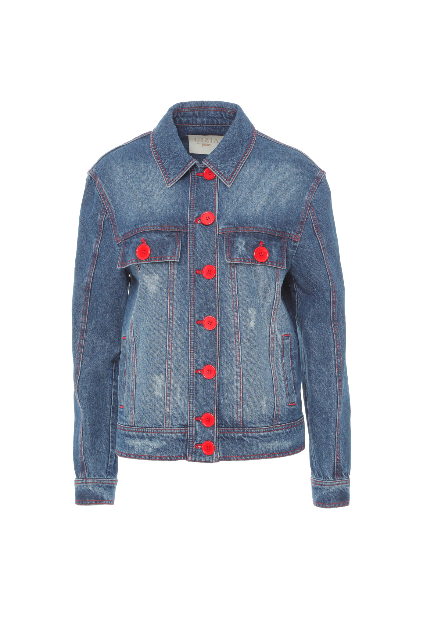 Arkası Transparan Organze Detaylı Jean Ceket