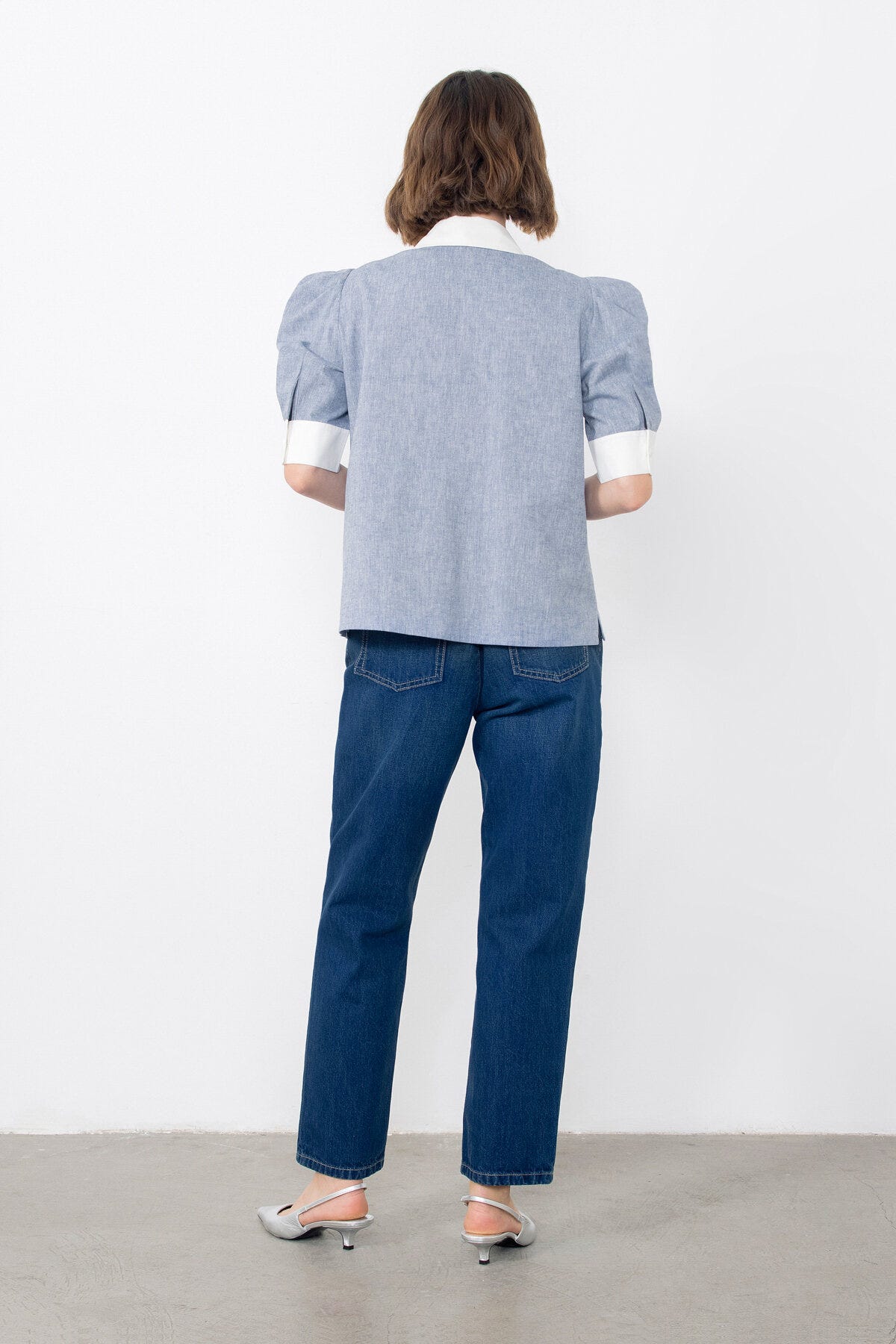 Şerit Detaylı Hacimli Kollu Gömlek