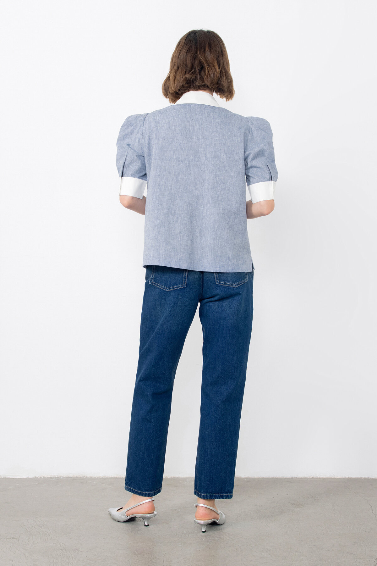 Şerit Detaylı Hacimli Kollu Gömlek