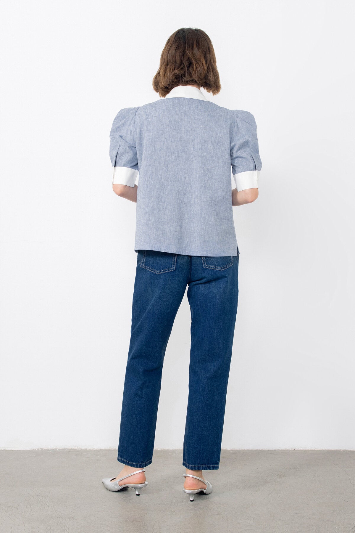 Şerit Detaylı Hacimli Kollu Gömlek