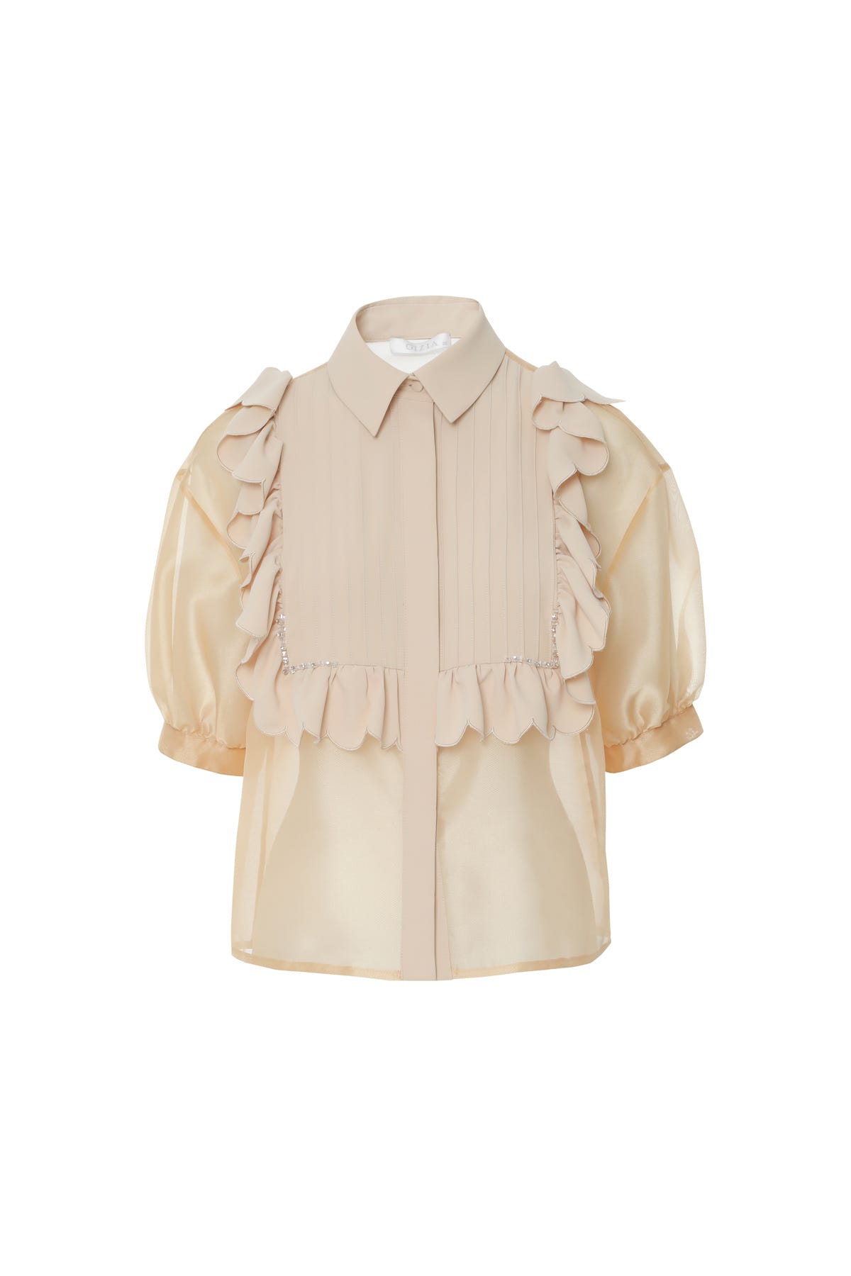 Hacimli Kollu Transparan Gömlek