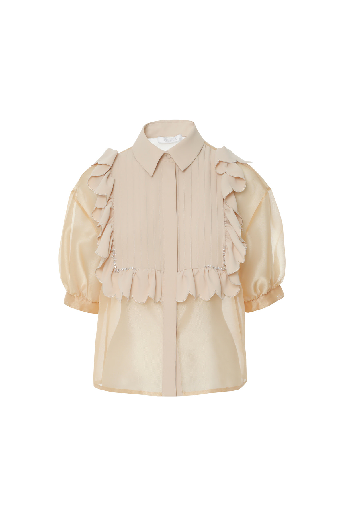 Hacimli Kollu Transparan Gömlek