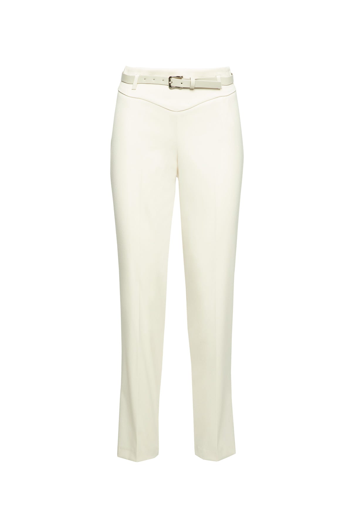 Beli Kemerli Bej Havuç Pantolon