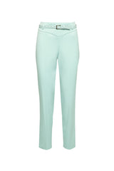 Beli Kemerli Mint Havuç Pantolon