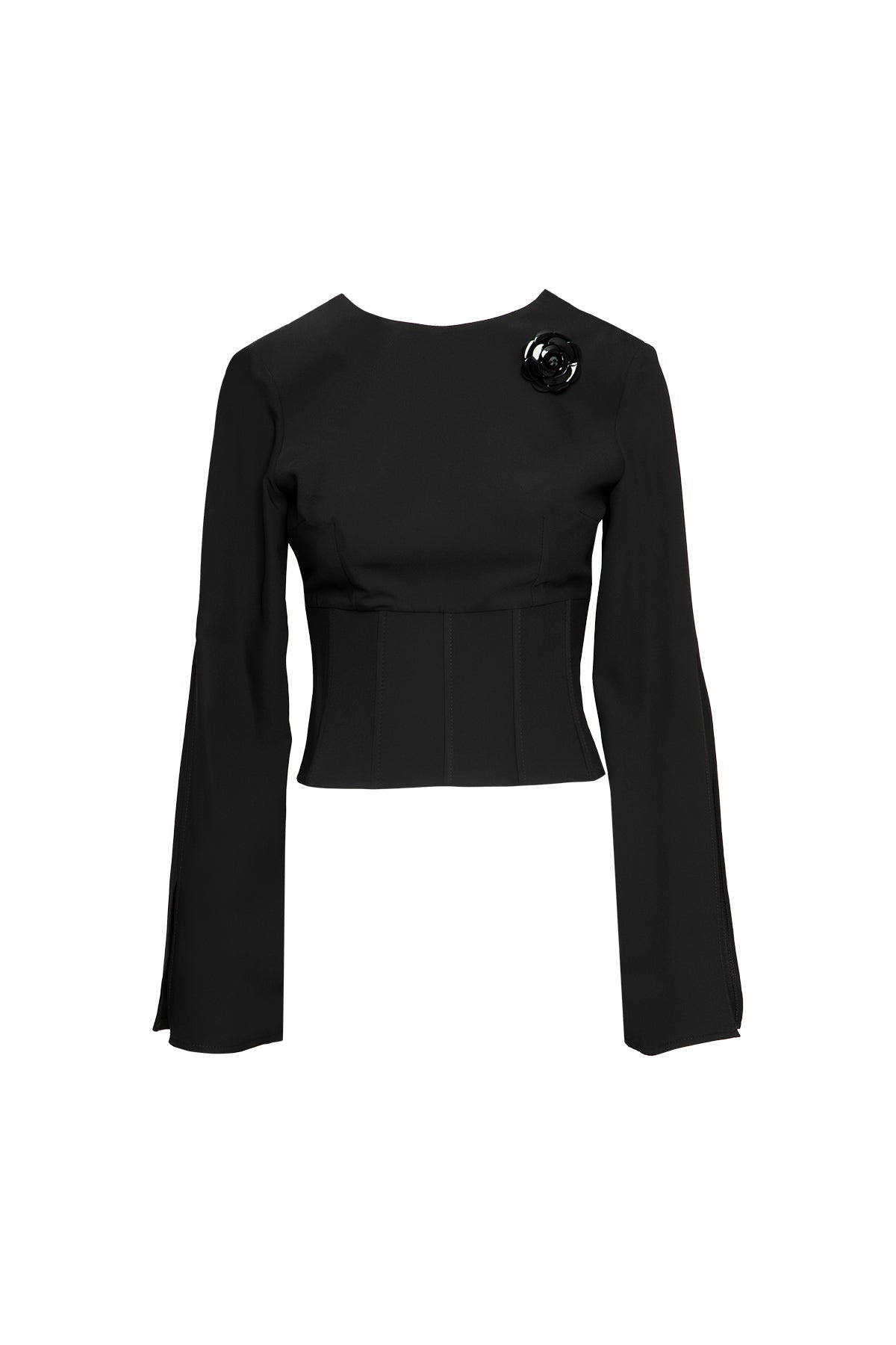 Sırt Dekolteli Ve Çiçek Broşlu Bluz