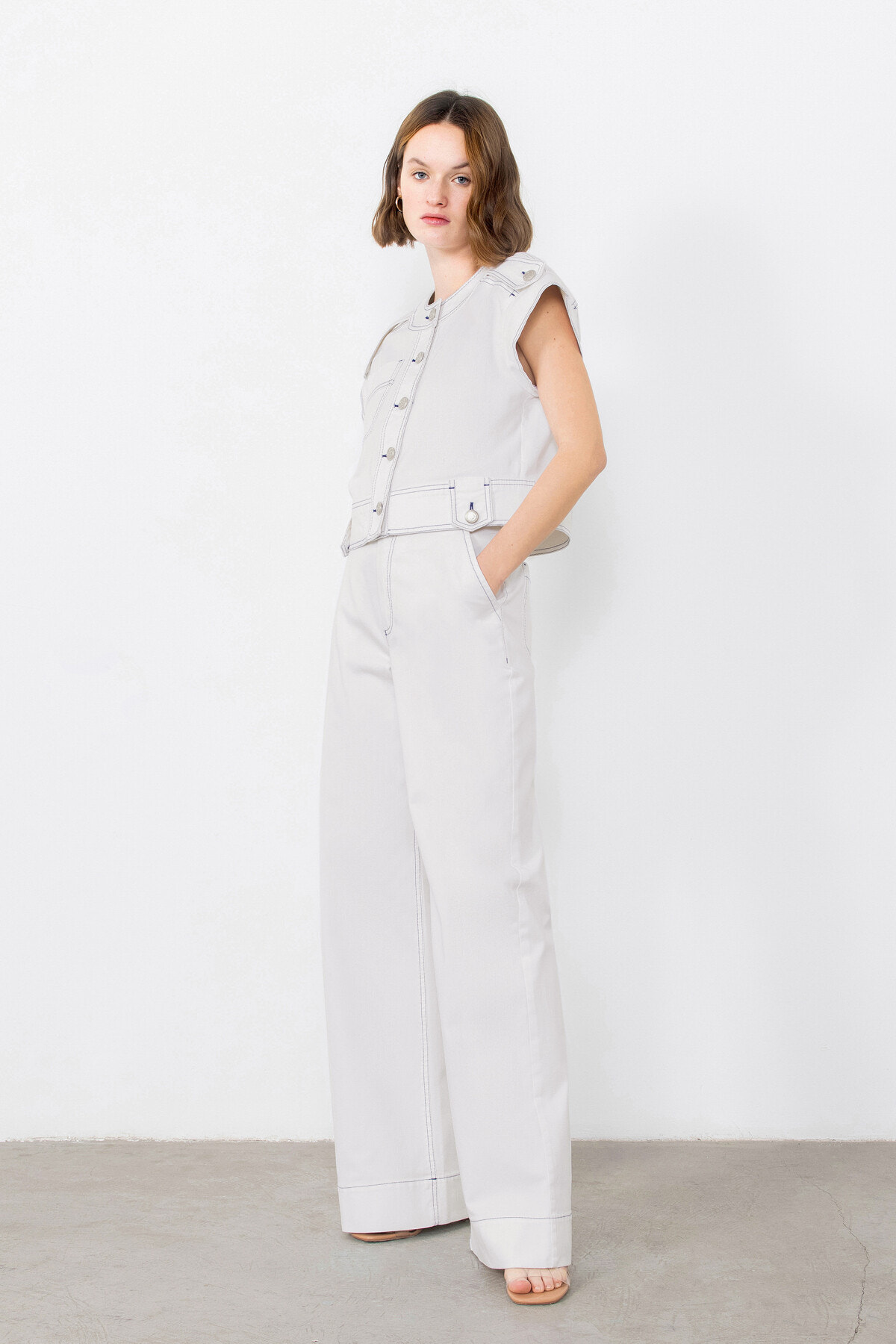 Apolet Detaylı Jean Ceket