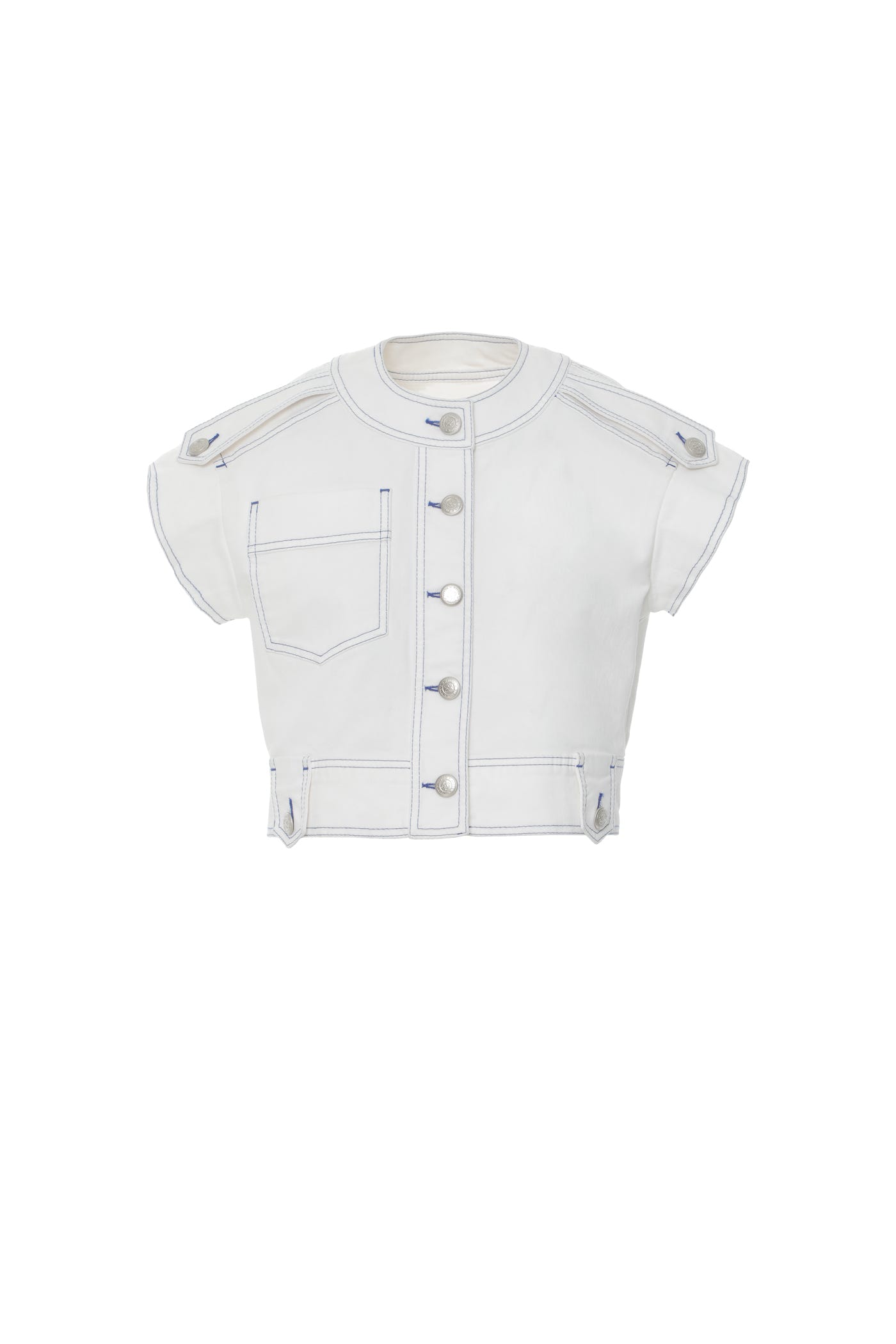 Apolet Detaylı Jean Ceket