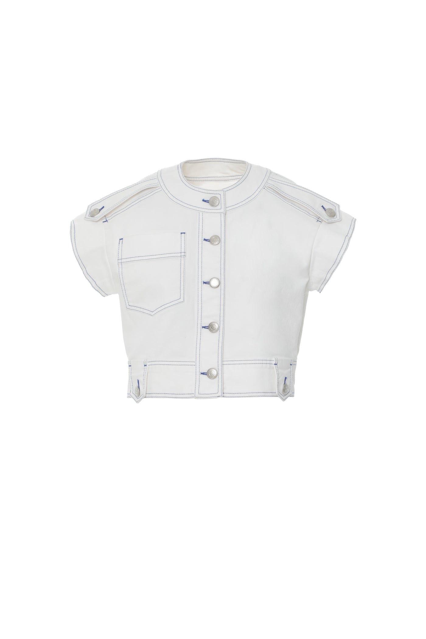 Apolet Detaylı Jean Ceket