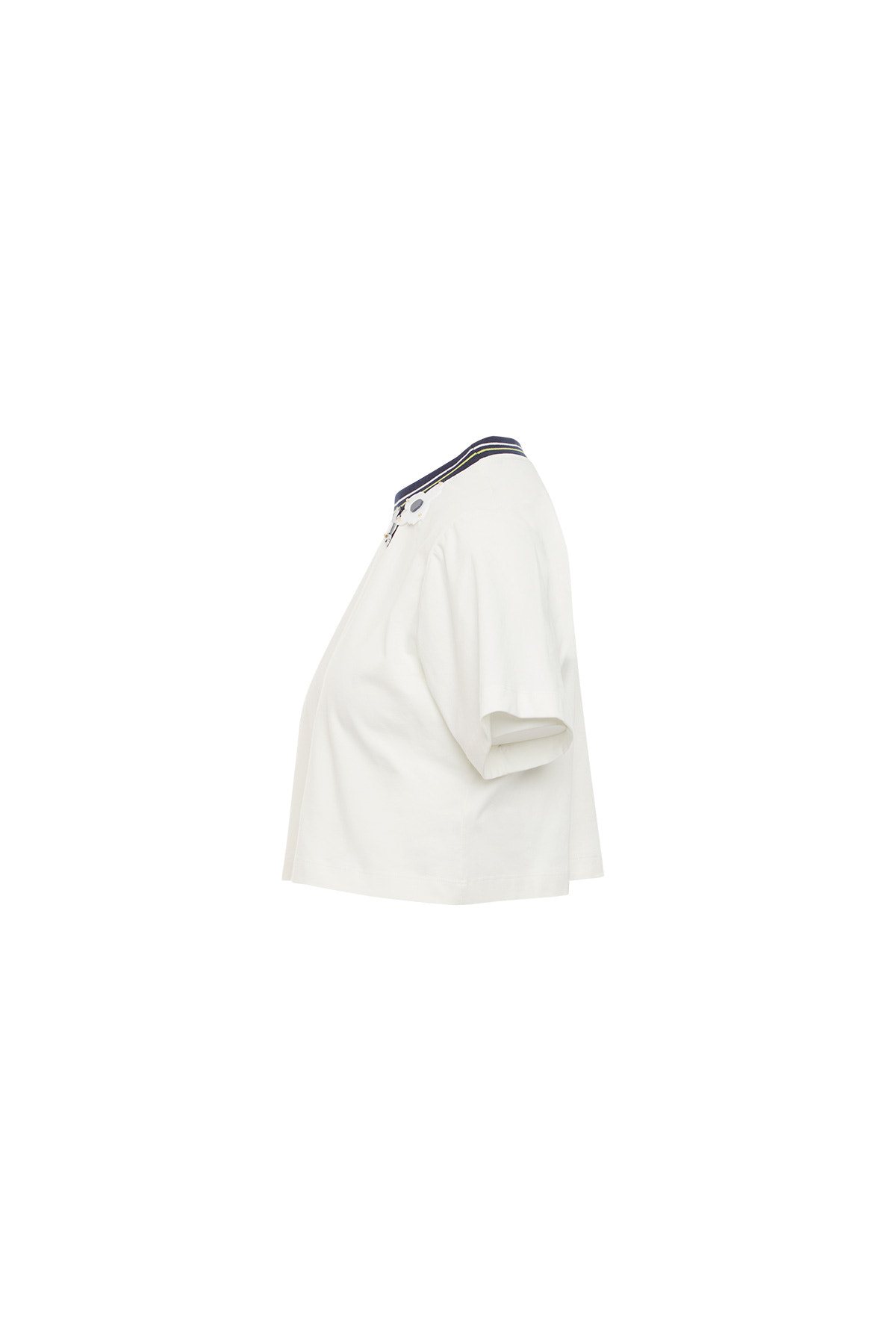 Ribana Yakalı Ekru T-shirt