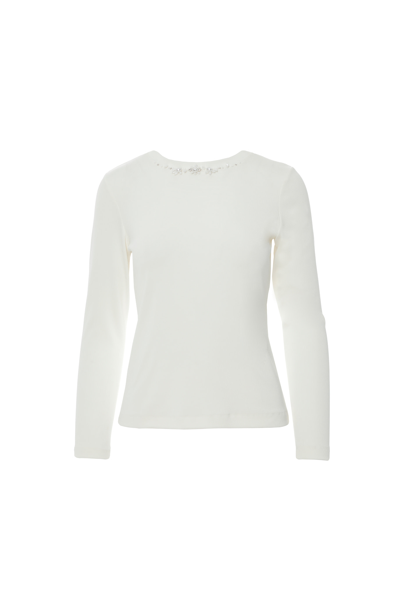 Yakası İşleme Detaylı Uzun Kollu Basic Somon T-shirt