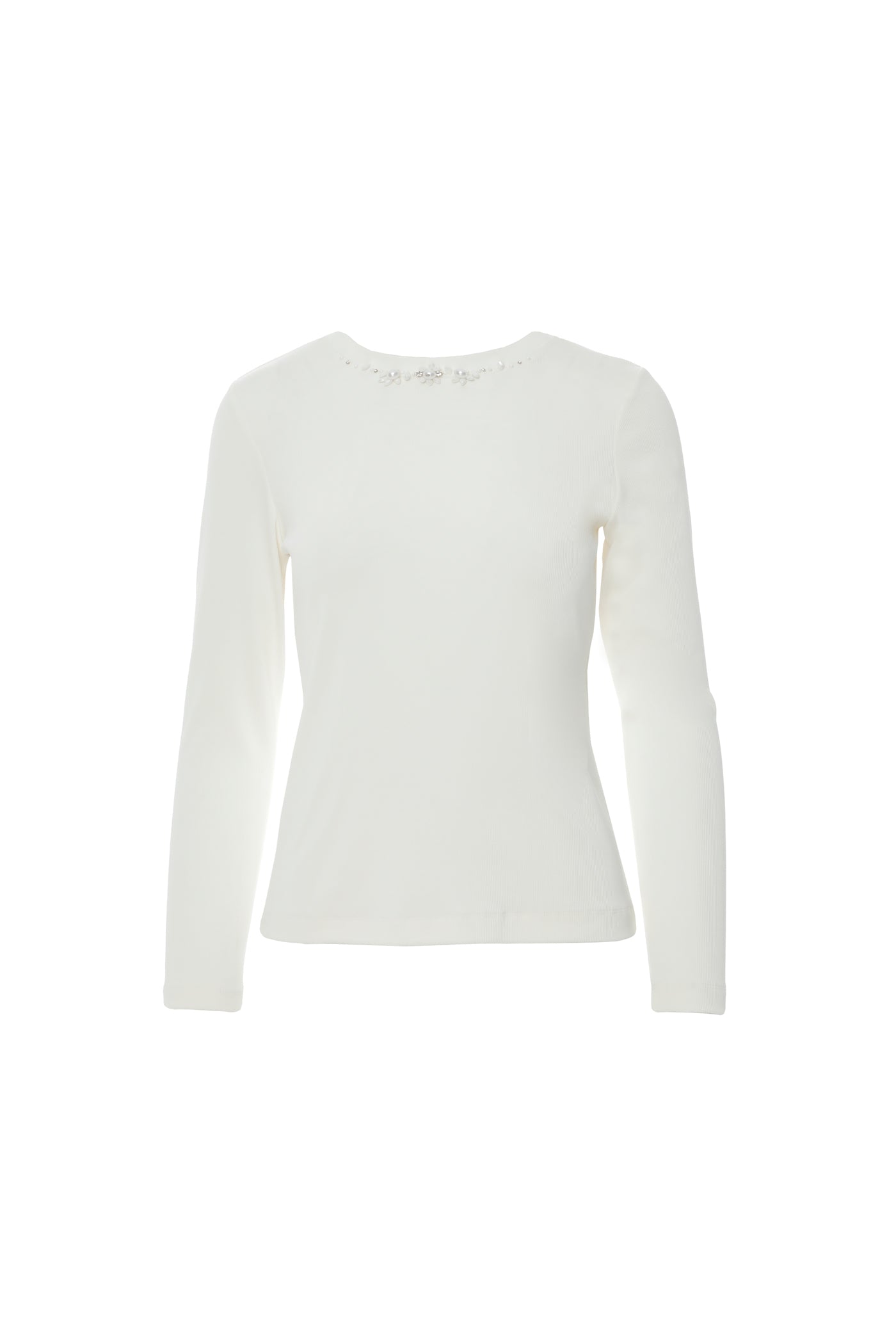 Yakası İşleme Detaylı Uzun Kollu Basic Somon T-shirt