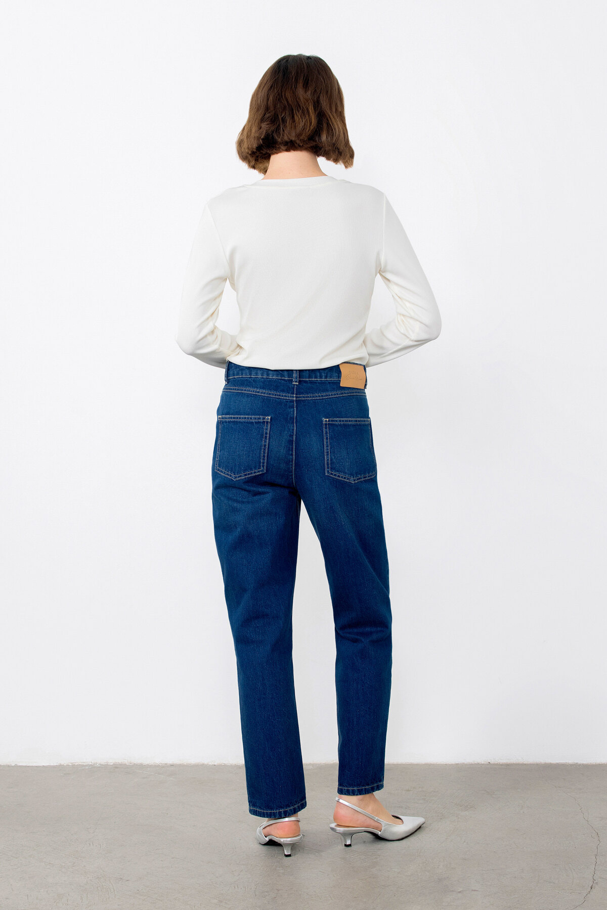 Yakası İşleme Detaylı Uzun Kollu Basic Somon T-shirt