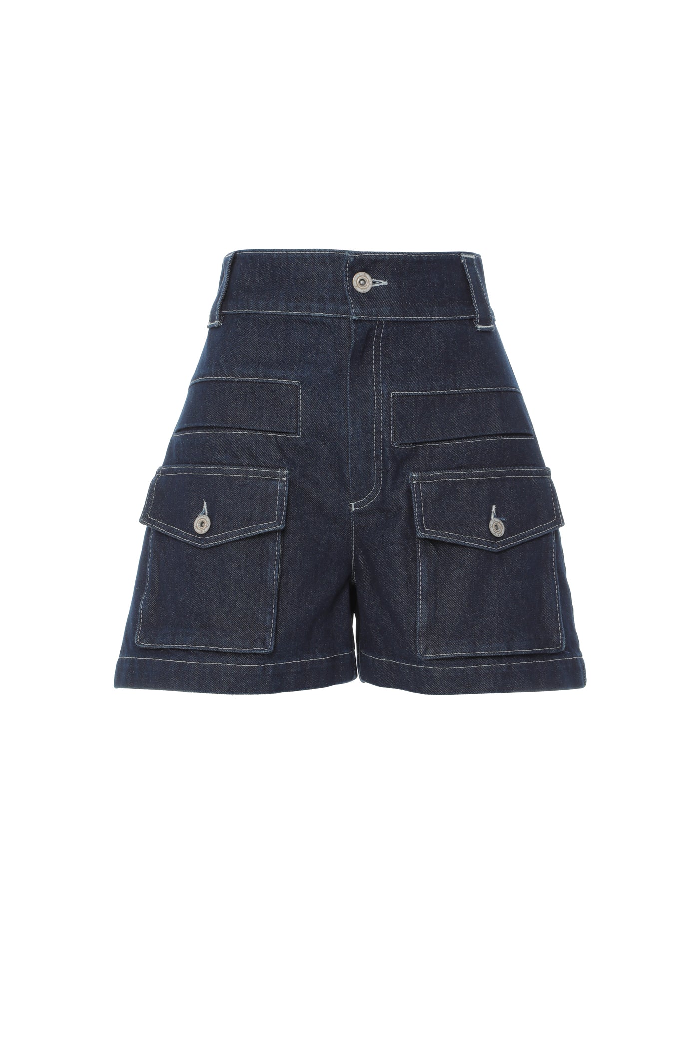 Dikiş Detaylı Kapaklı Cepli Jean Şort