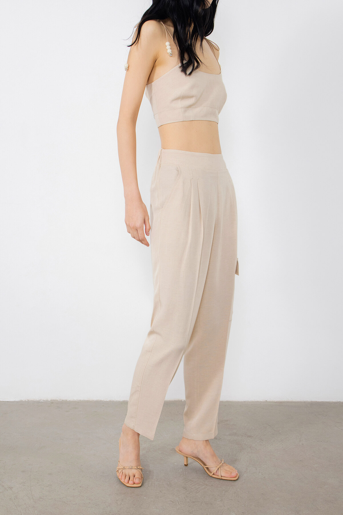 Arkası Lastikli Kargo Cepli Pantolon