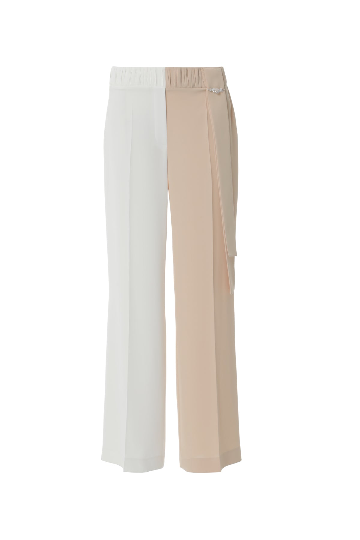 İki Renkli Asimetrik İşlemeli Pantolon