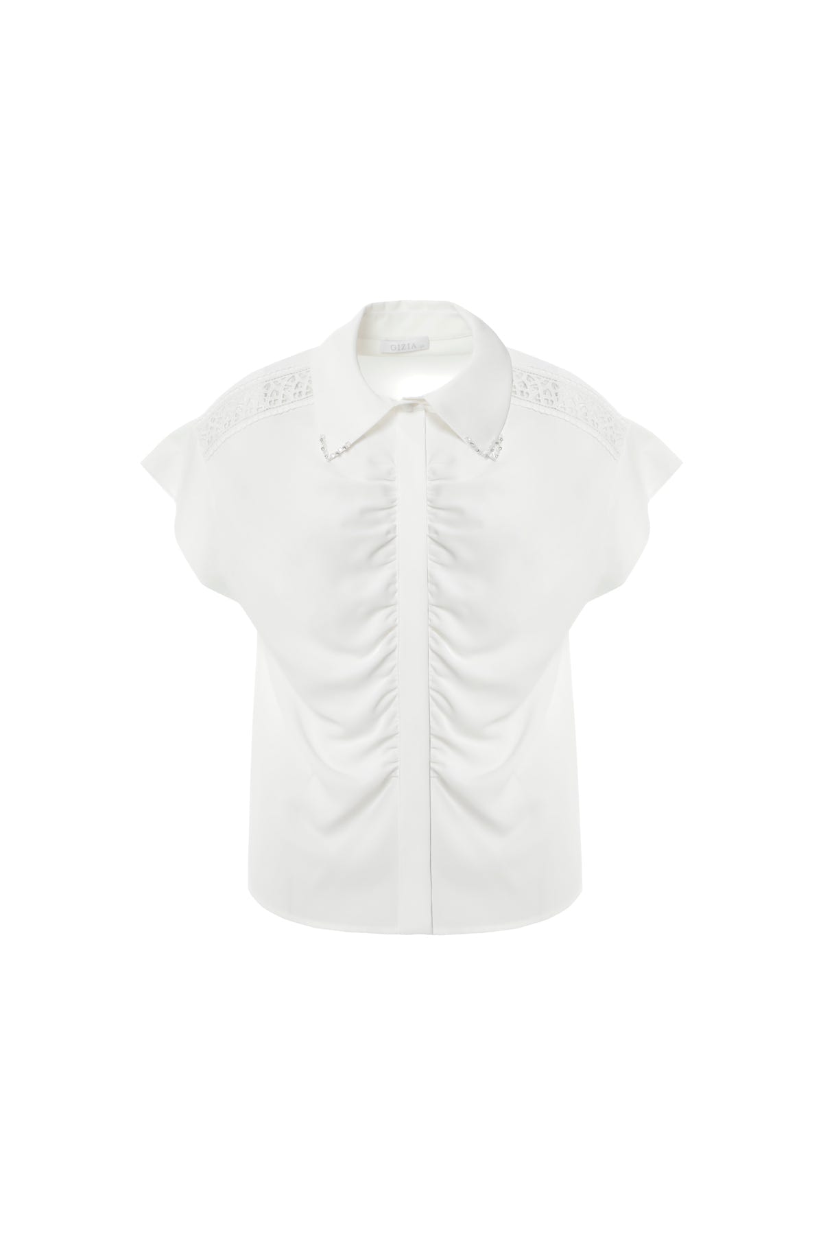 Omuzları Şerit Aksesuarlı Gömlek