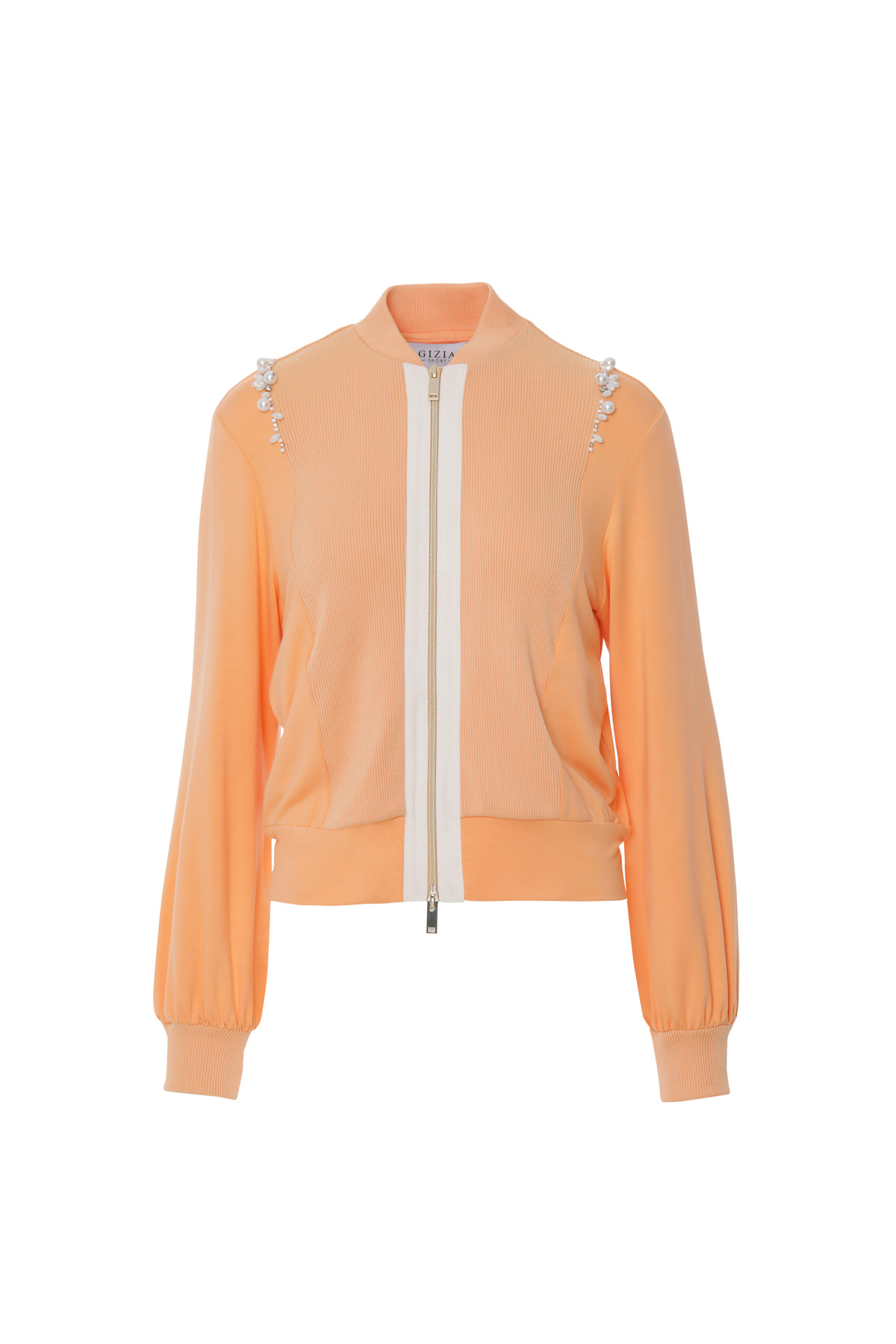 İşlemeli Omuz Detaylı Önden Fermuarlı Somon Ceket