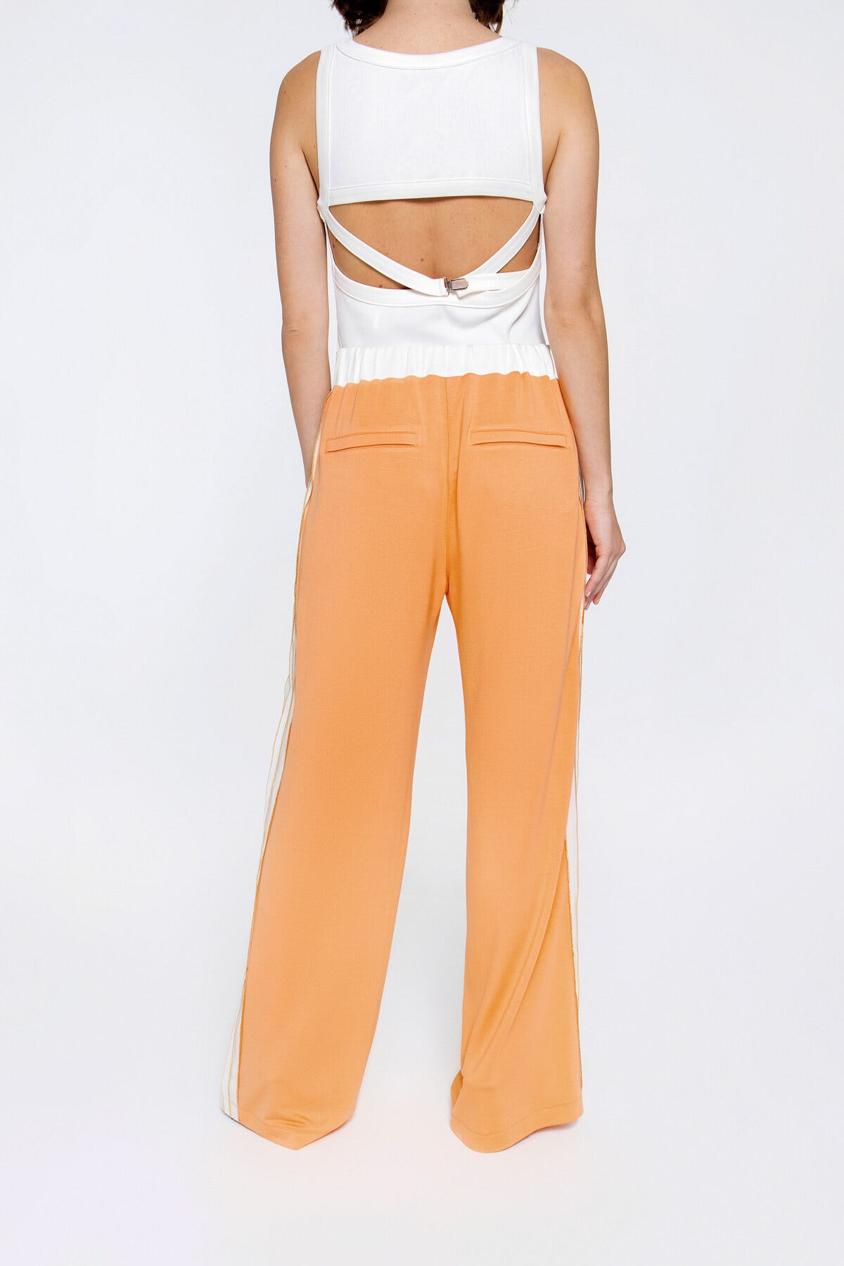 Yanlar Sim İp Dikiş Süslemeli Somon Eşofman Altı