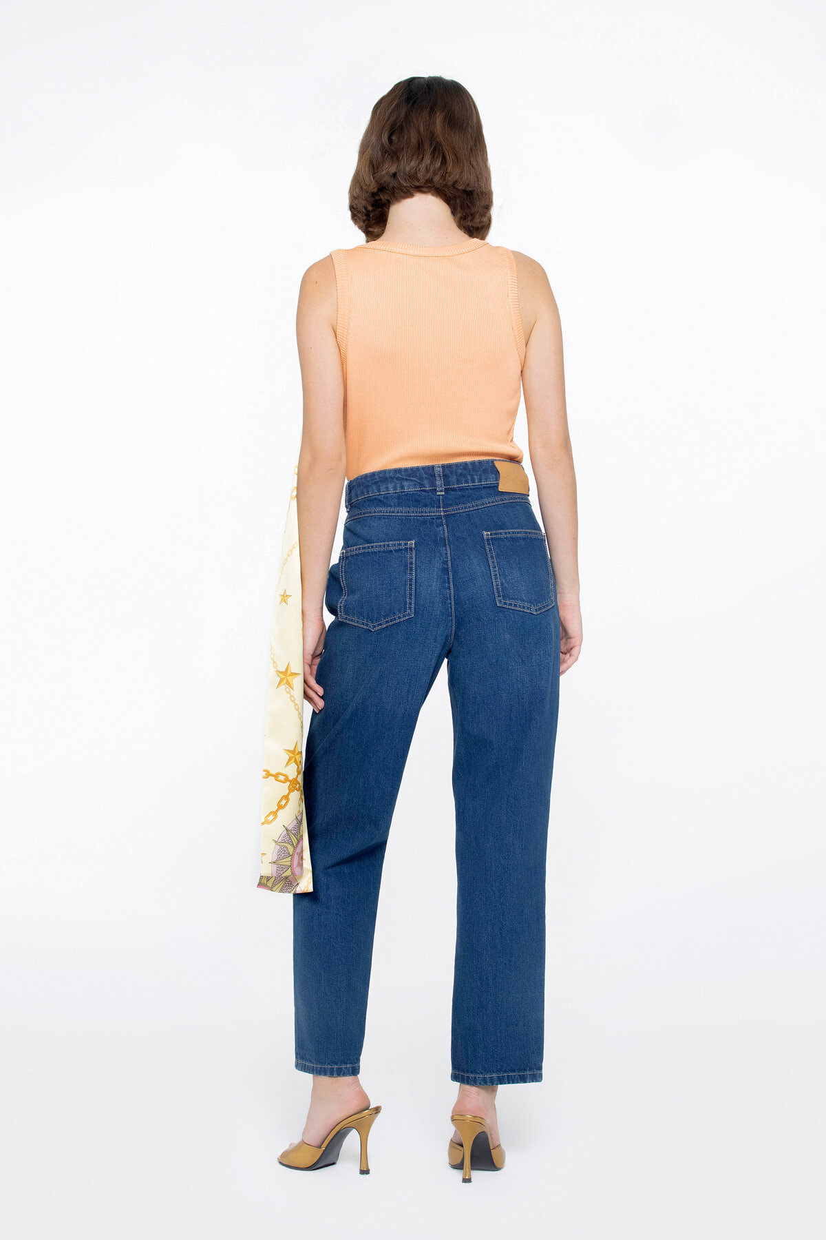 Tarot Desen Kuşak Bağlama Detaylı Askılı Somon Crop