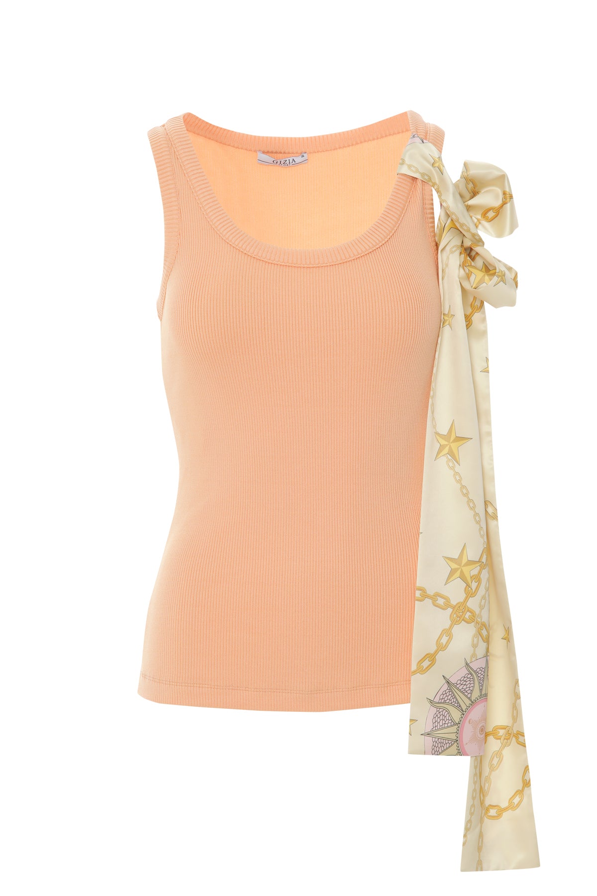 Tarot Desen Kuşak Bağlama Detaylı Askılı Somon Crop