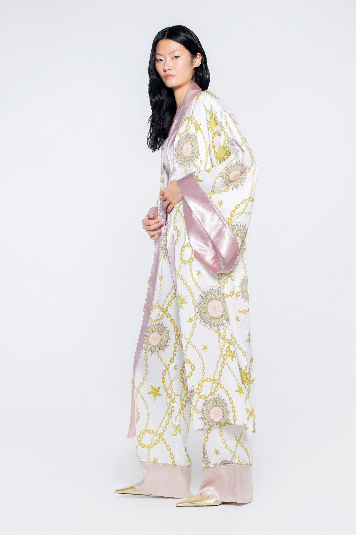 Seyyar Kuşak Detaylı Özel Desen Kimono