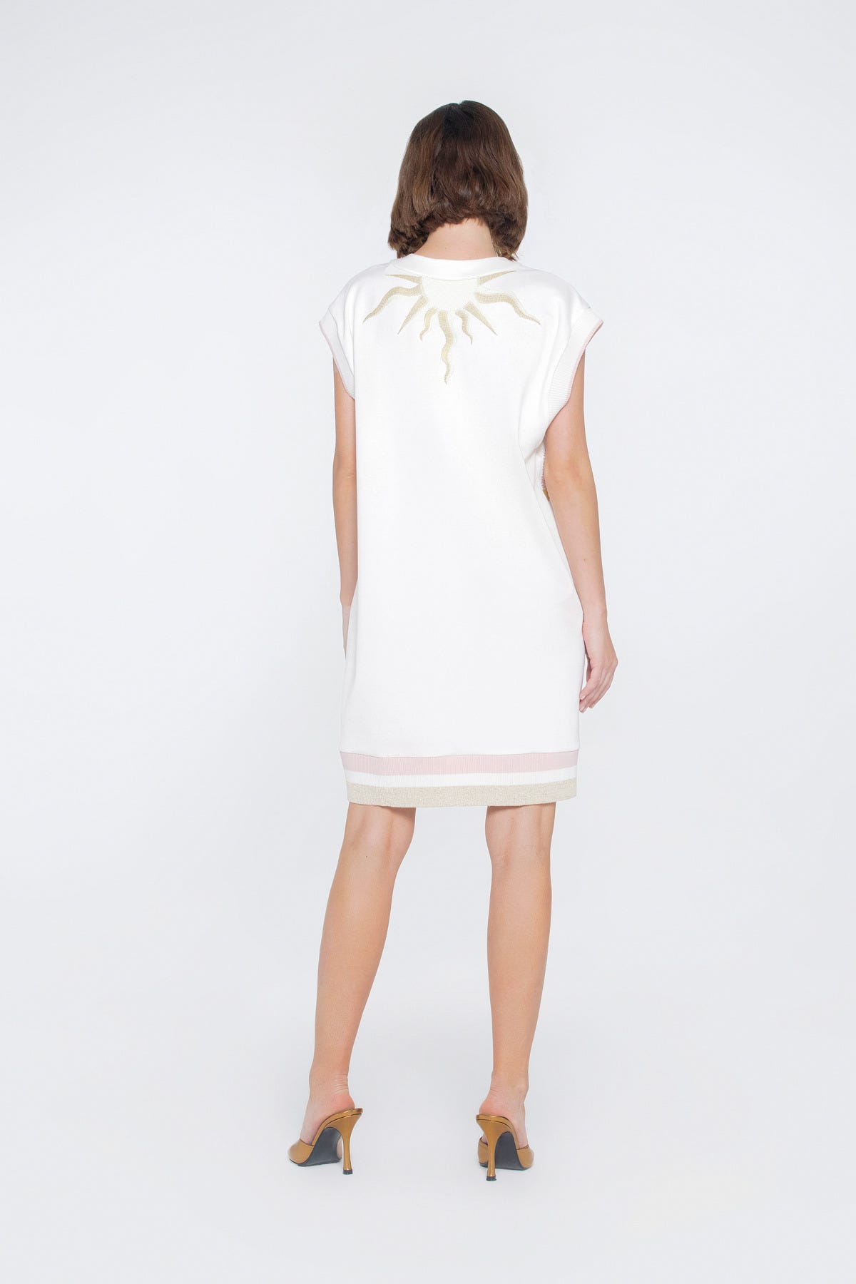 Tarot Desenli V Yaka Örme Spor Mini Elbise