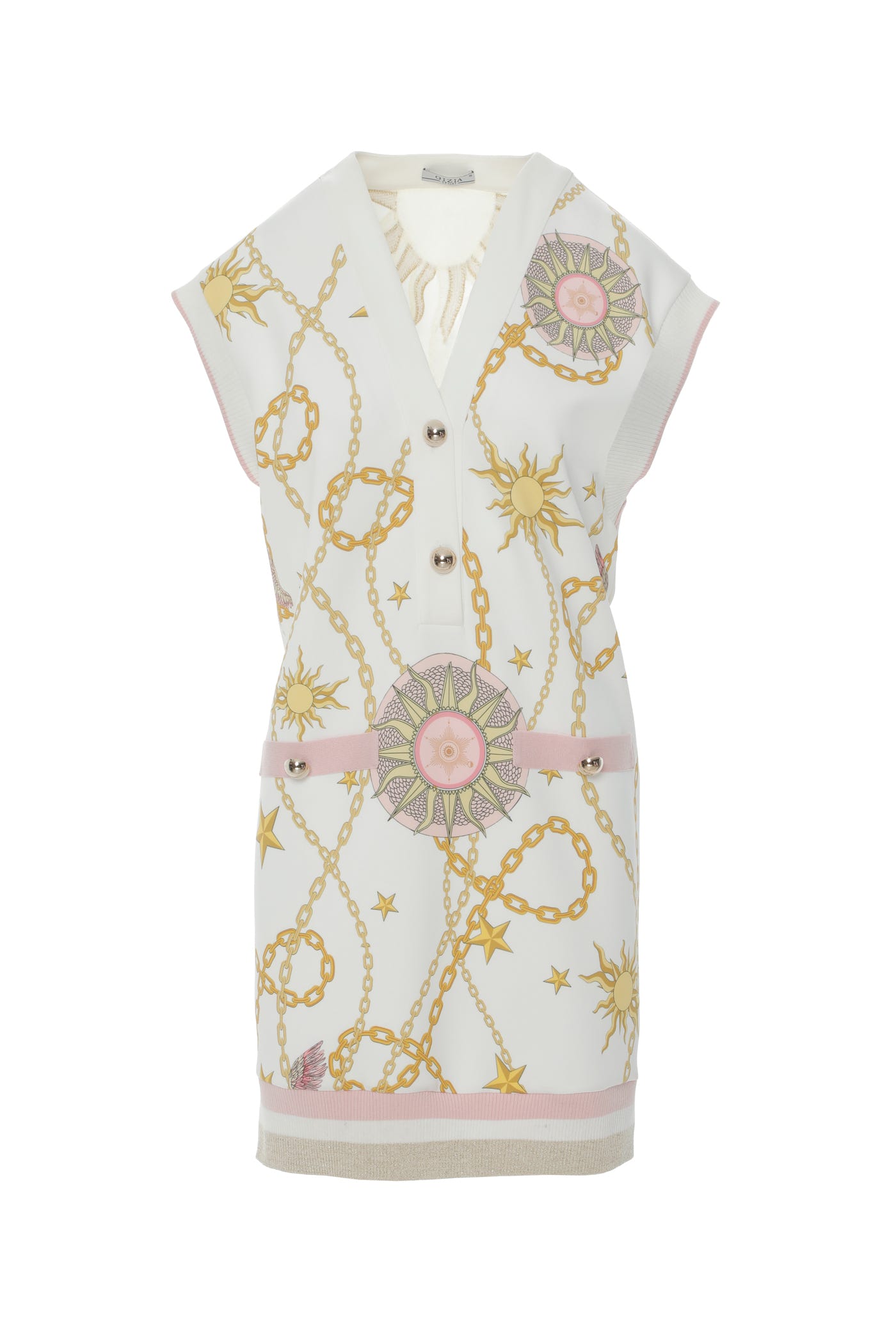 Tarot Desenli V Yaka Örme Spor Mini Elbise