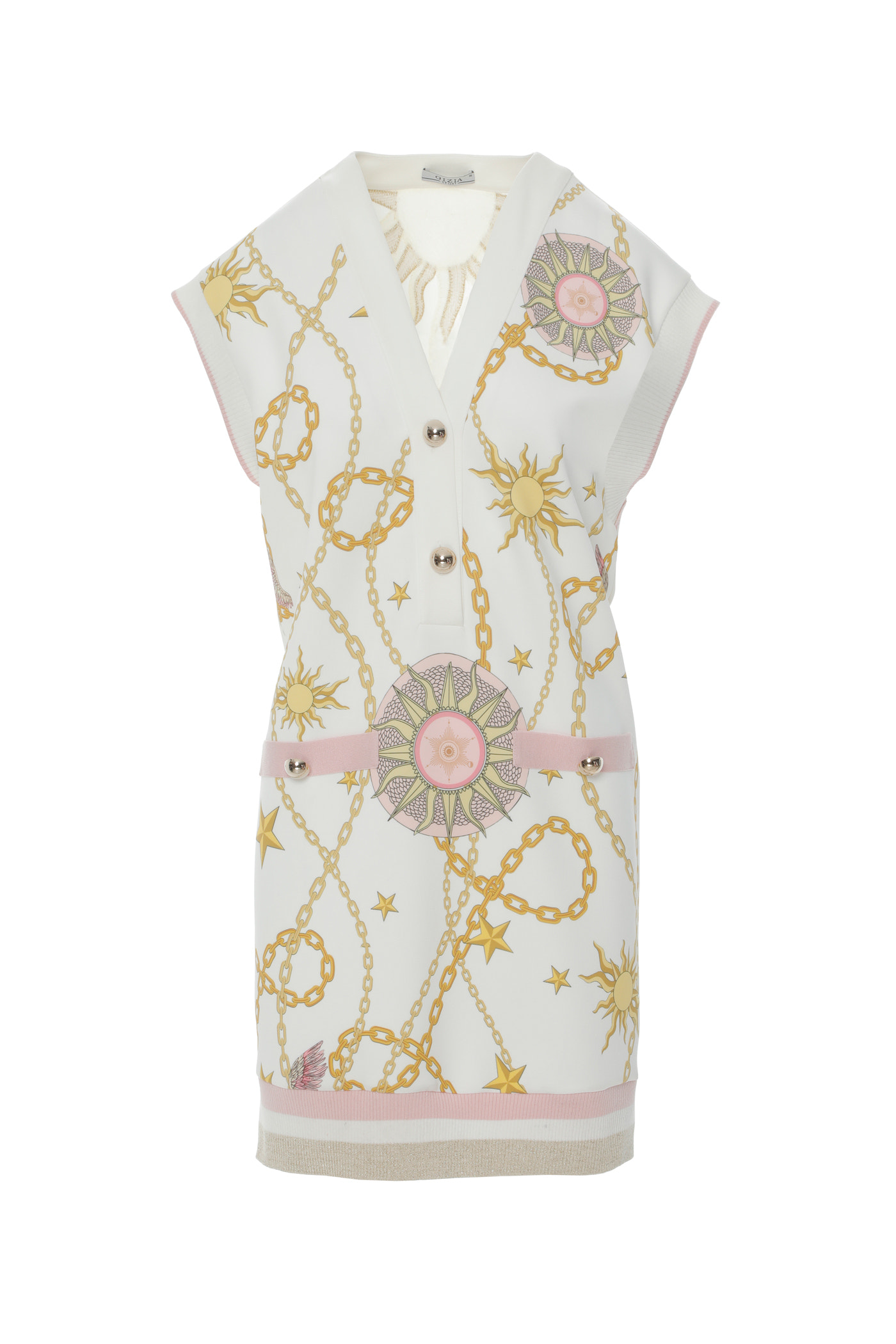 Tarot Desenli V Yaka Örme Spor Mini Elbise