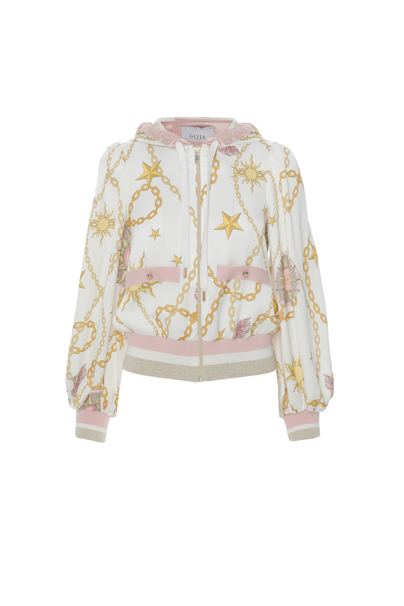 Manşet Ve Etek Ucu Ribanalı Kapşonlu Özel Desen Hırka