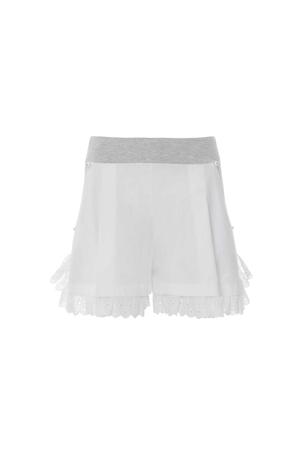 Dantel Detaylı Cep Kenarları Boncuk İşlemeli Şort