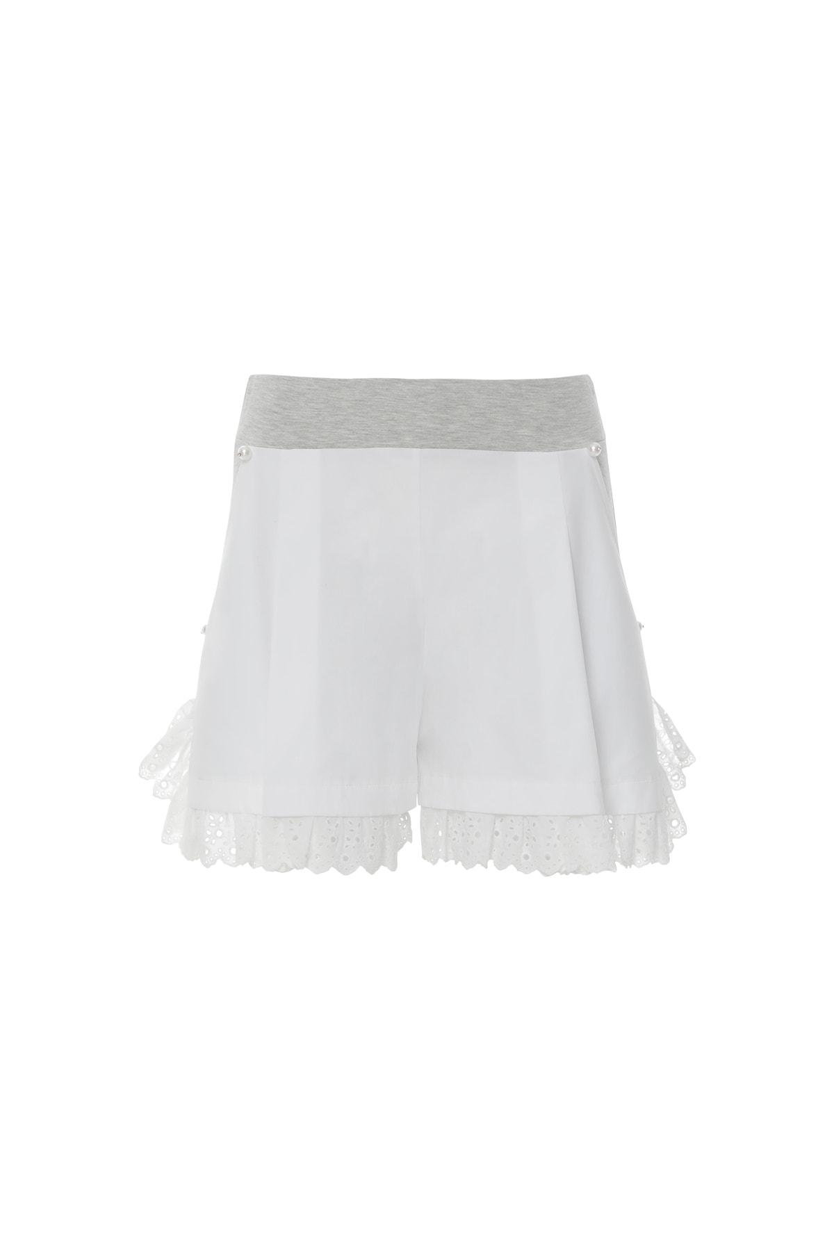 Dantel Detaylı Cep Kenarları Boncuk İşlemeli Şort