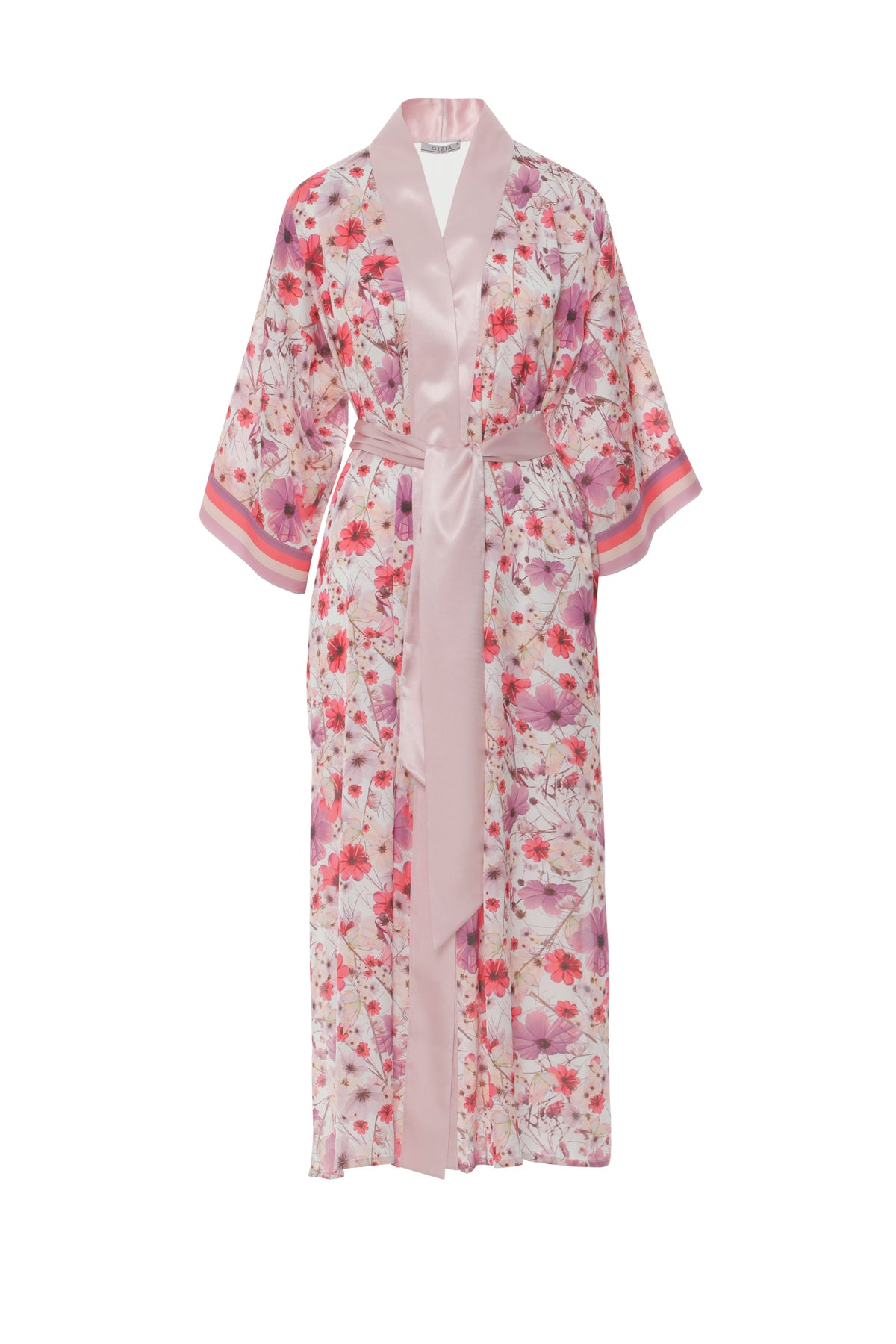 Arka Beden Desen Detaylı Yanları Yırtmaçlı Tasarım Desenli Kimono