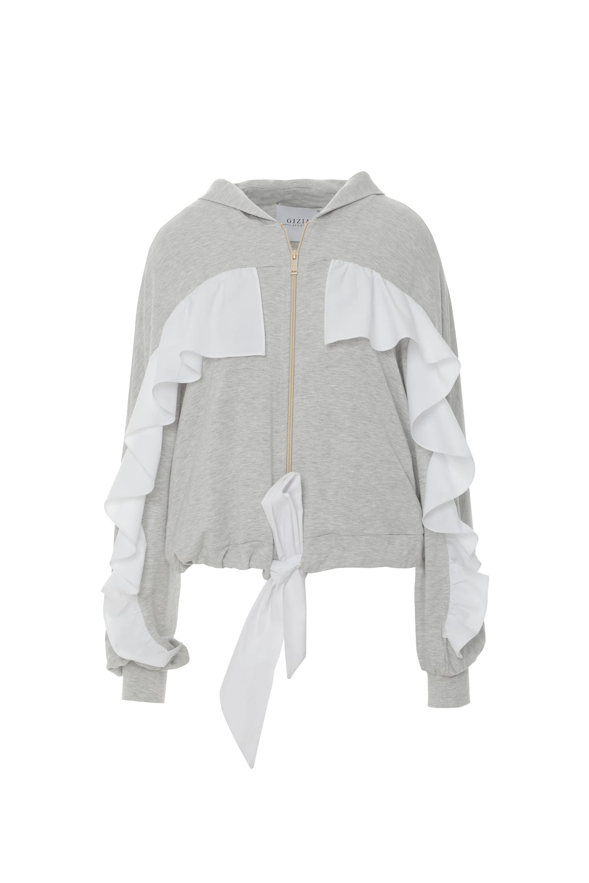 Fırfır Detaylı Etek Ucu Bağlanabilir Kapşonlu Ceket