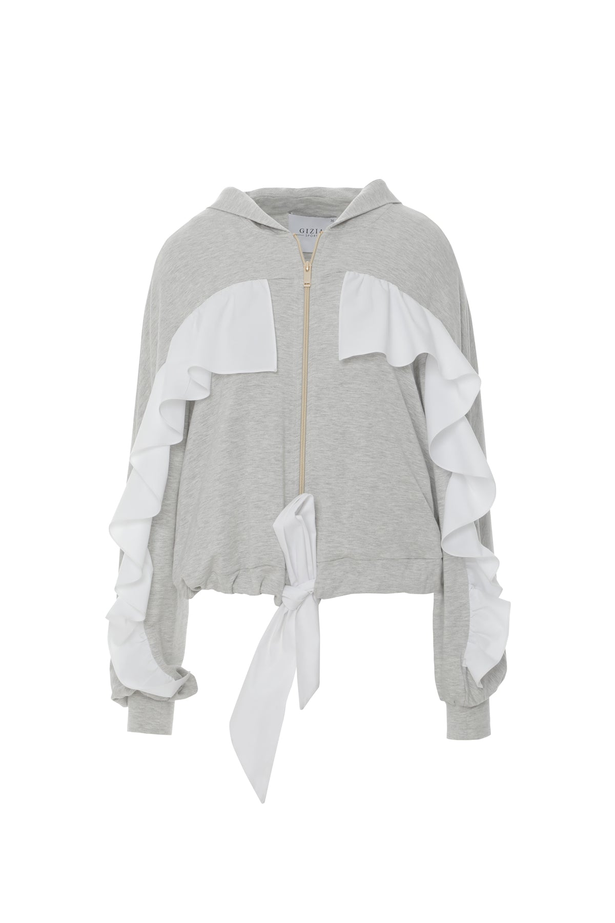 Fırfır Detaylı Etek Ucu Bağlanabilir Kapşonlu Ceket