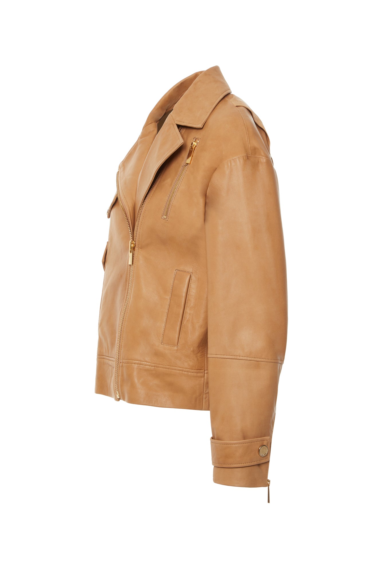 Fermuar Aksesuarlı Deri Ceket