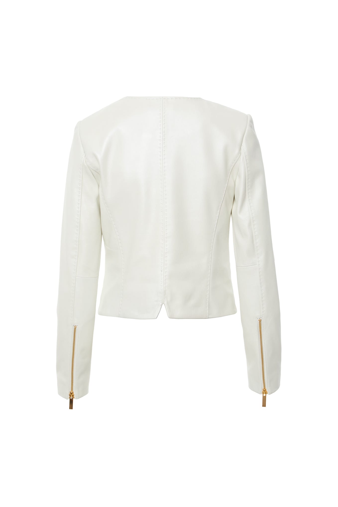 Çift Fermuar Detaylı Arkadan Yırtmaçlı Deri Ceket