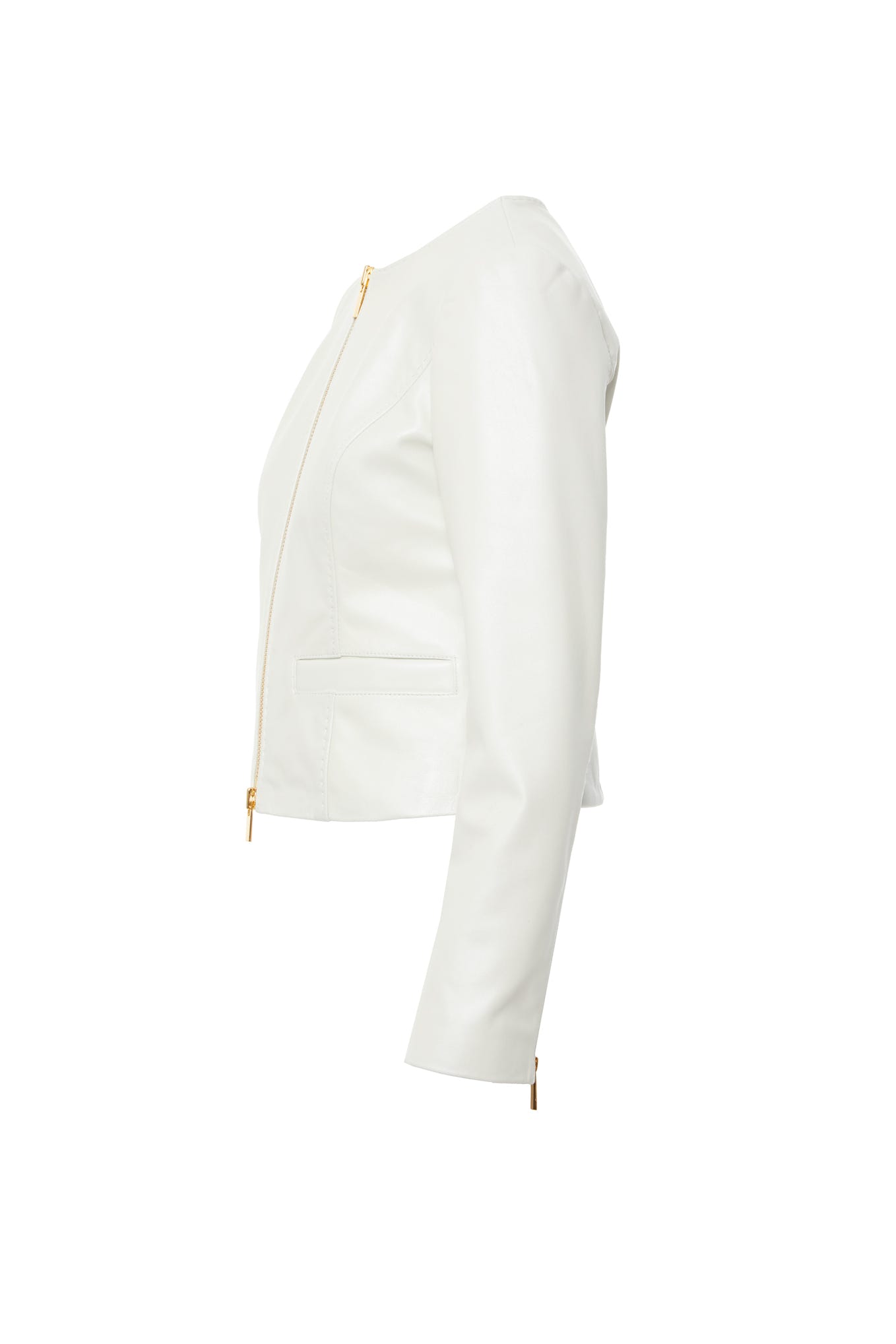 Çift Fermuar Detaylı Arkadan Yırtmaçlı Deri Ceket