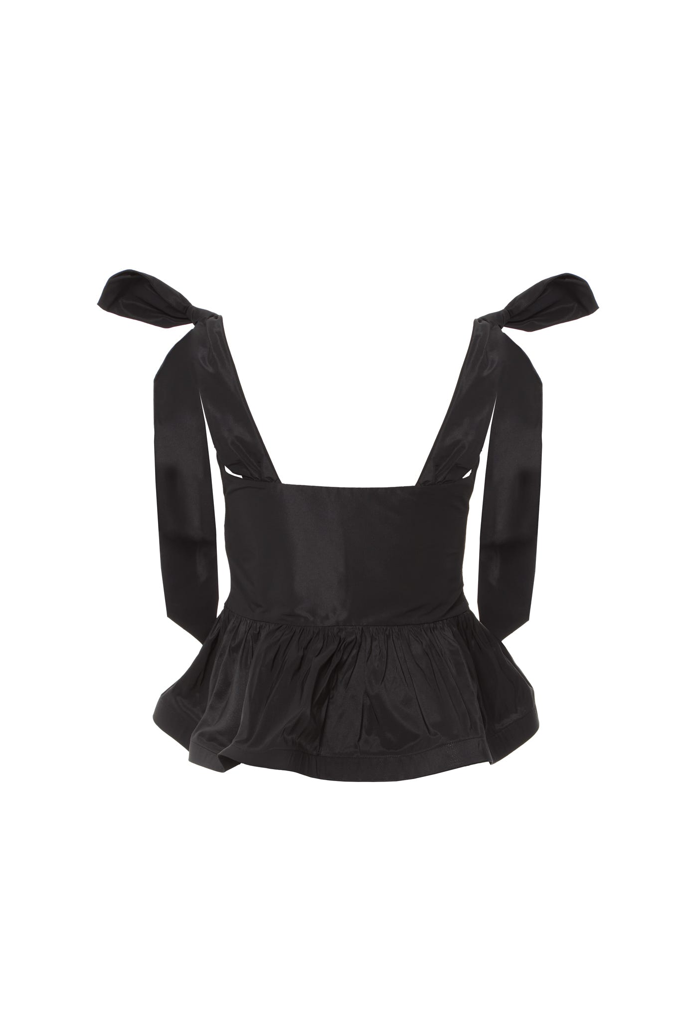 Omuzdan Bağlama Detaylı Önden Fermuarlı Tafta Bluz