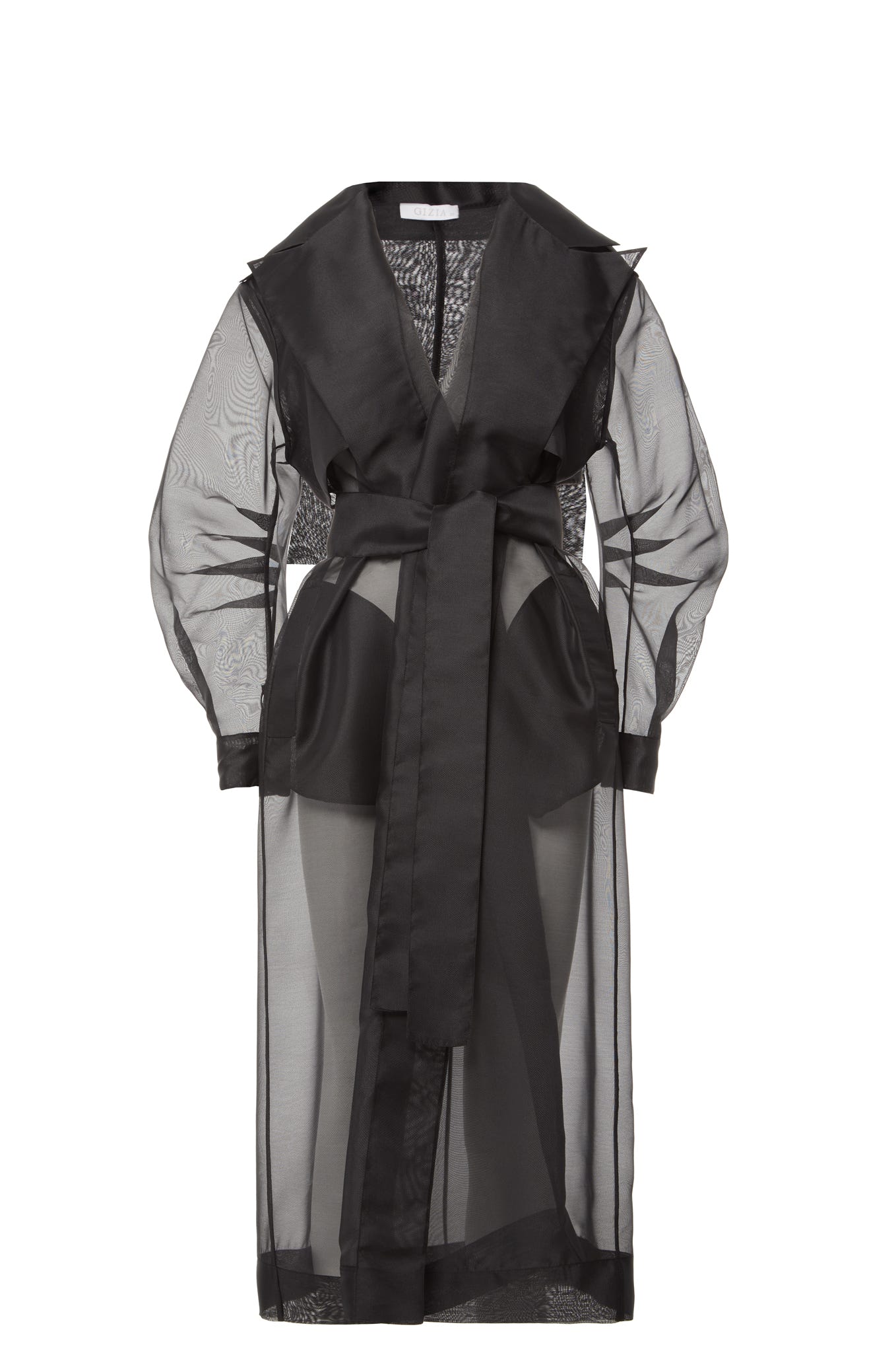 İnci Düğme Detaylı Uzun Organze Ceket