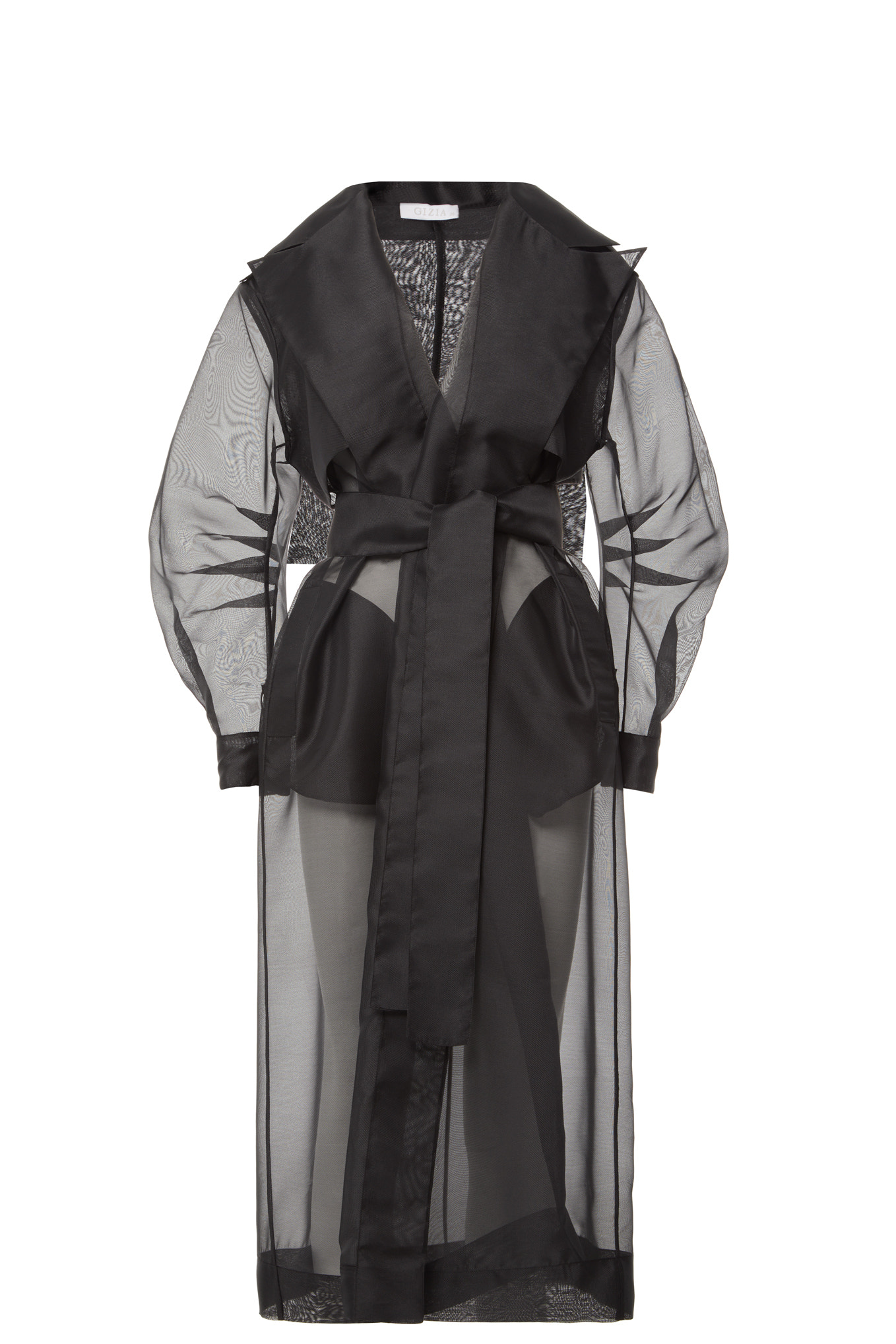 İnci Düğme Detaylı Uzun Organze Ceket