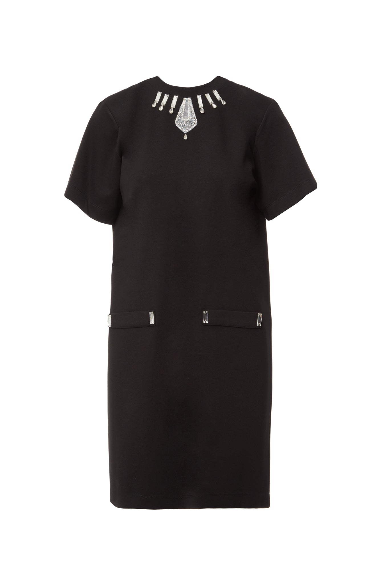 Yakası İşlemeli Mini Elbise