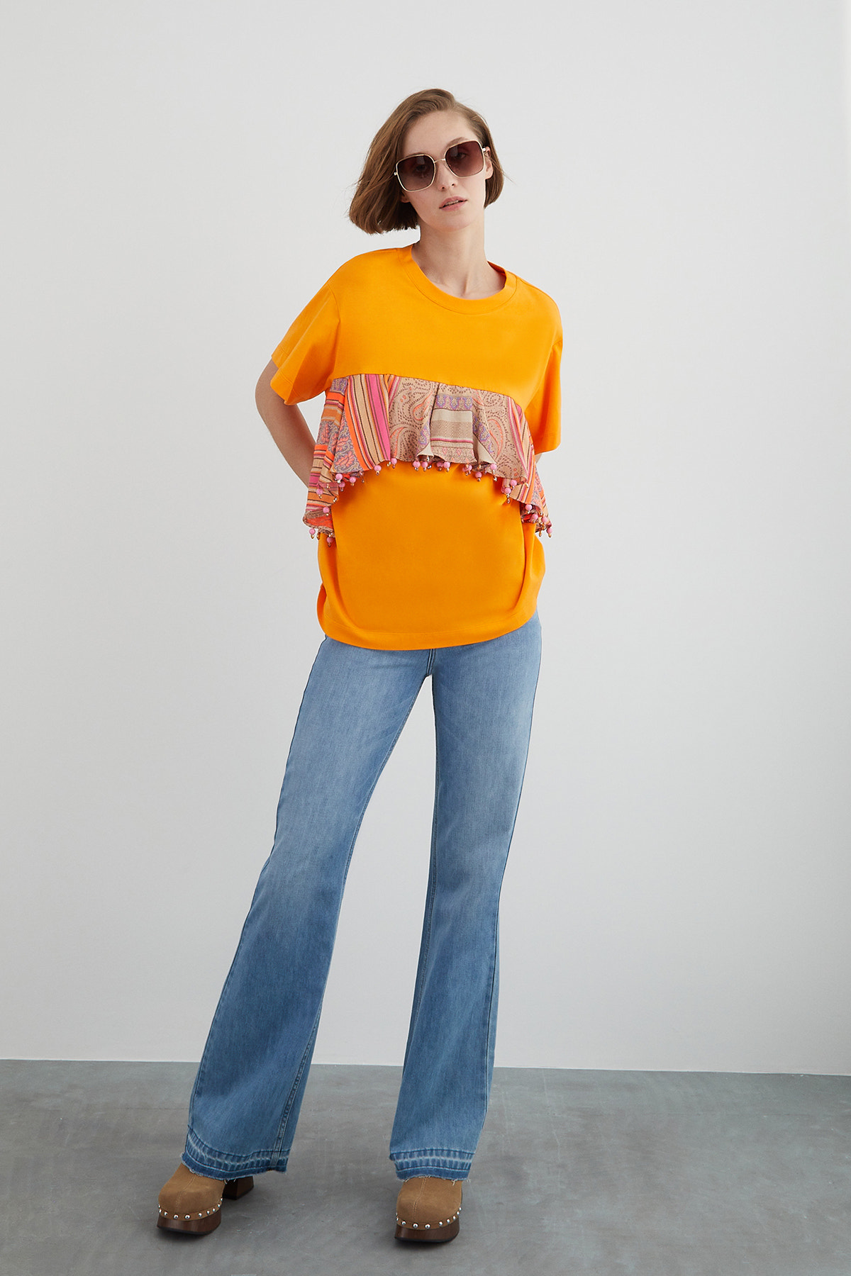 Desenli Pamuklu Oversize T-shirt