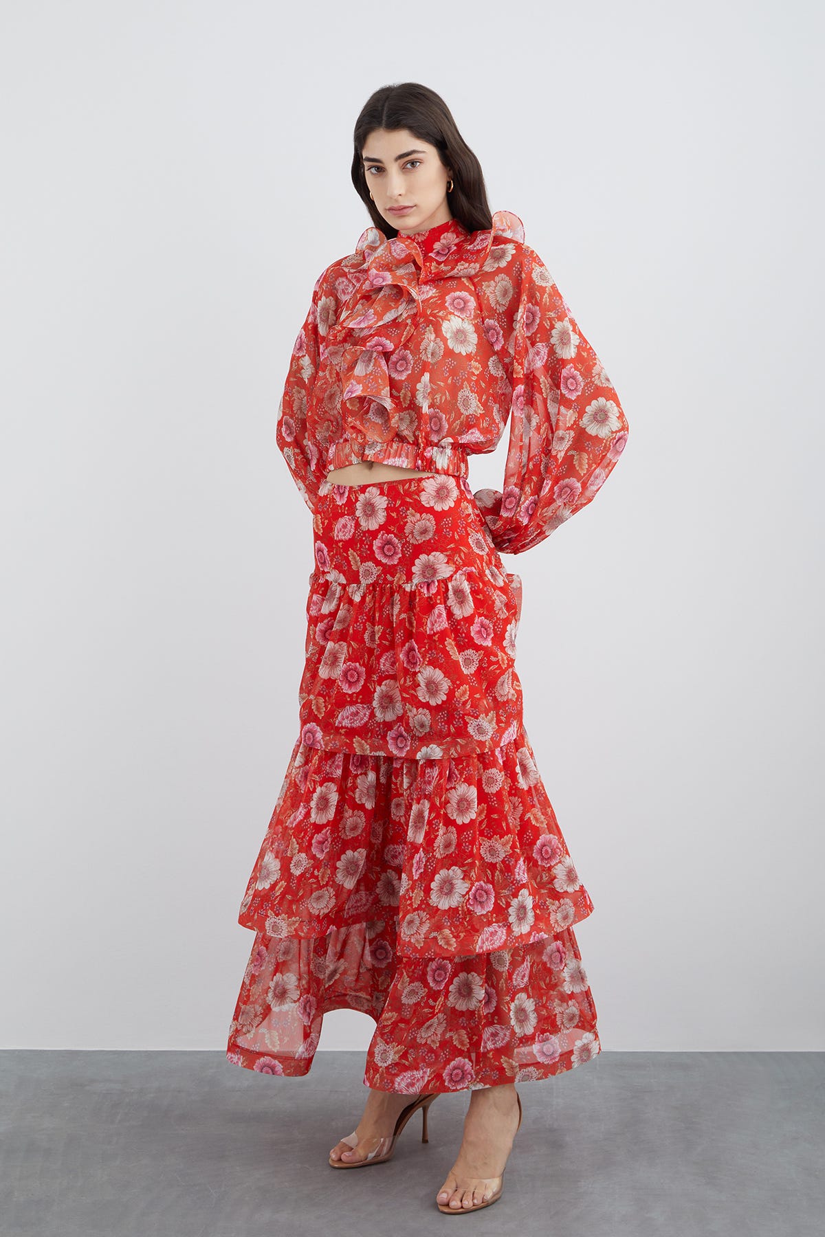 Çiçekli Şifon Bluz