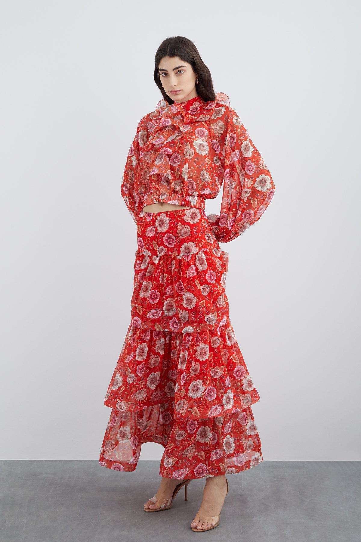 Çiçekli Şifon Bluz